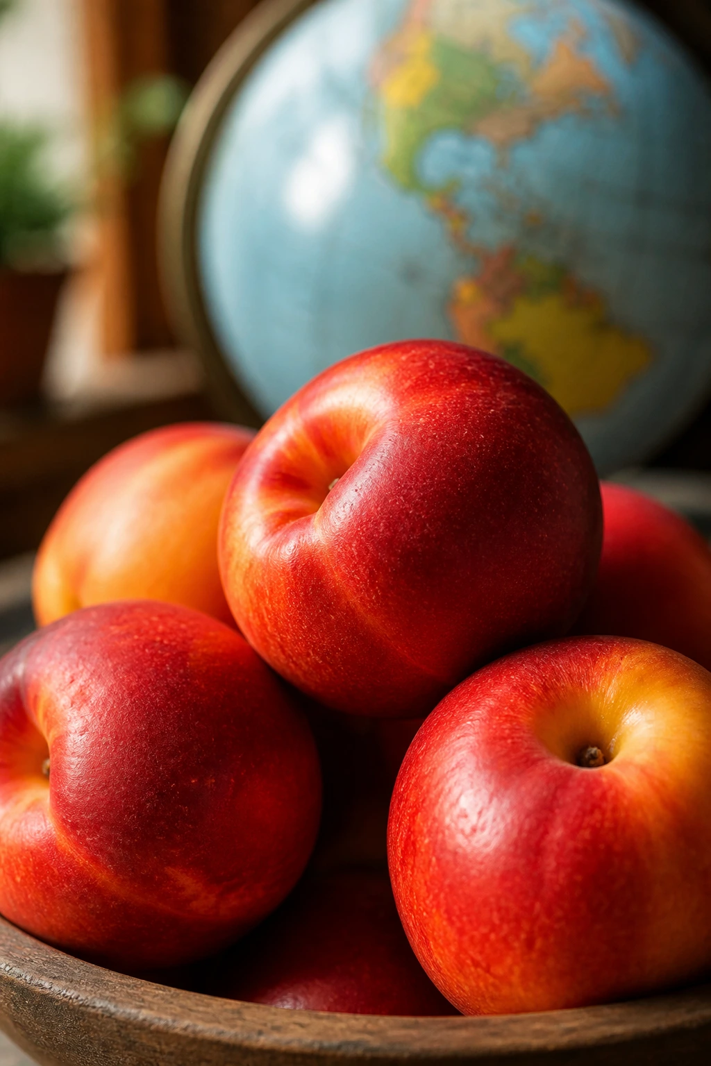 When Are Nectarines In Season? All You Need To Know 1 Close-up of ripe nectarines with a globe-like blur behind to suggest global seasonality