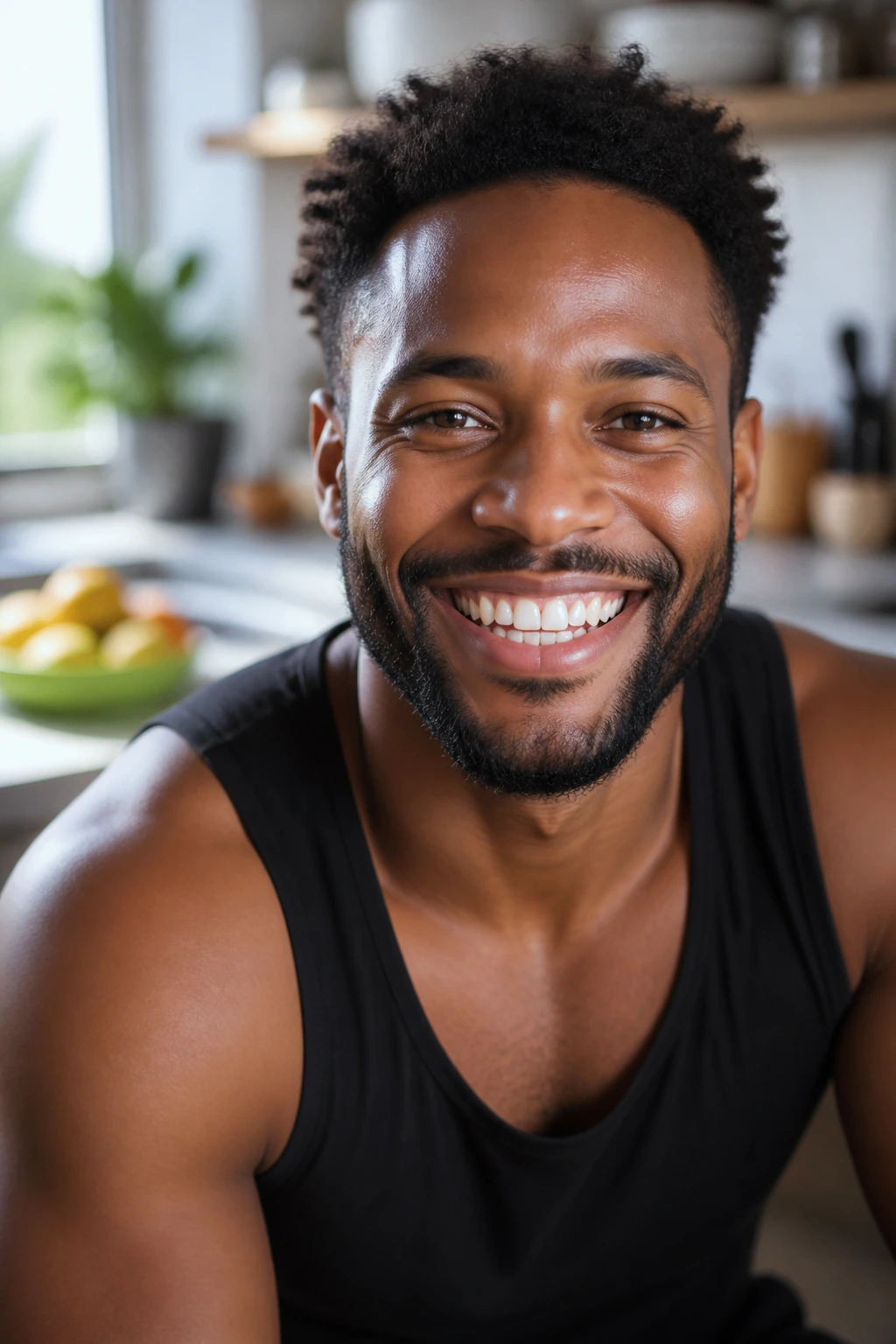 10 Surprising Benefits of Banana and Groundnut Sexually 9 Portrait of a person radiating energy in a bright kitchen, illustrating energy from nutrient-rich diet