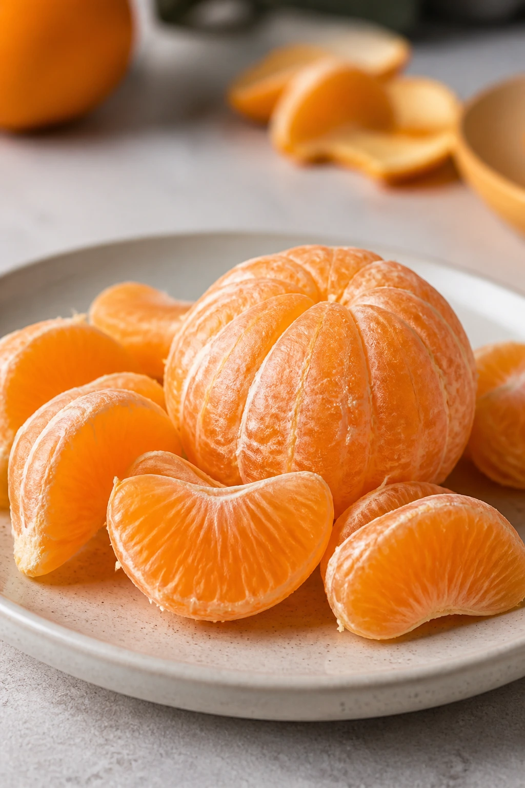 Are Oranges Good For Cough and Cold? 5 Peeled orange segments arranged on a plate