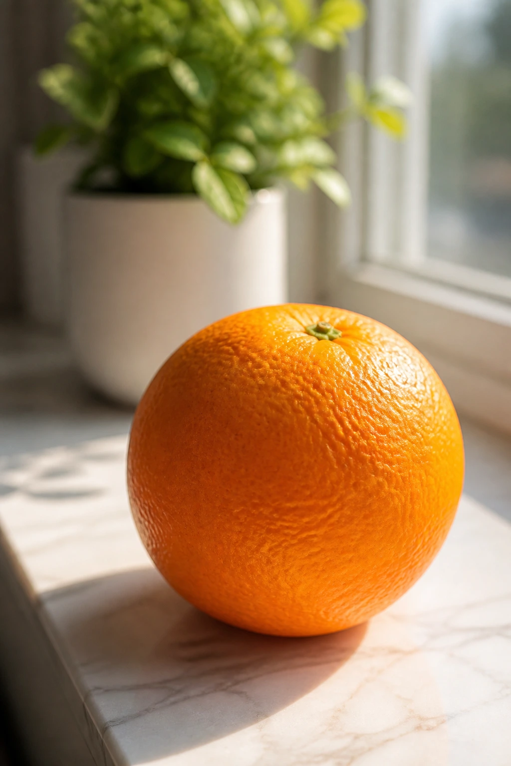 Are Oranges Good For Cough and Cold? 4 Single orange bathed in warm sunlight on windowsill