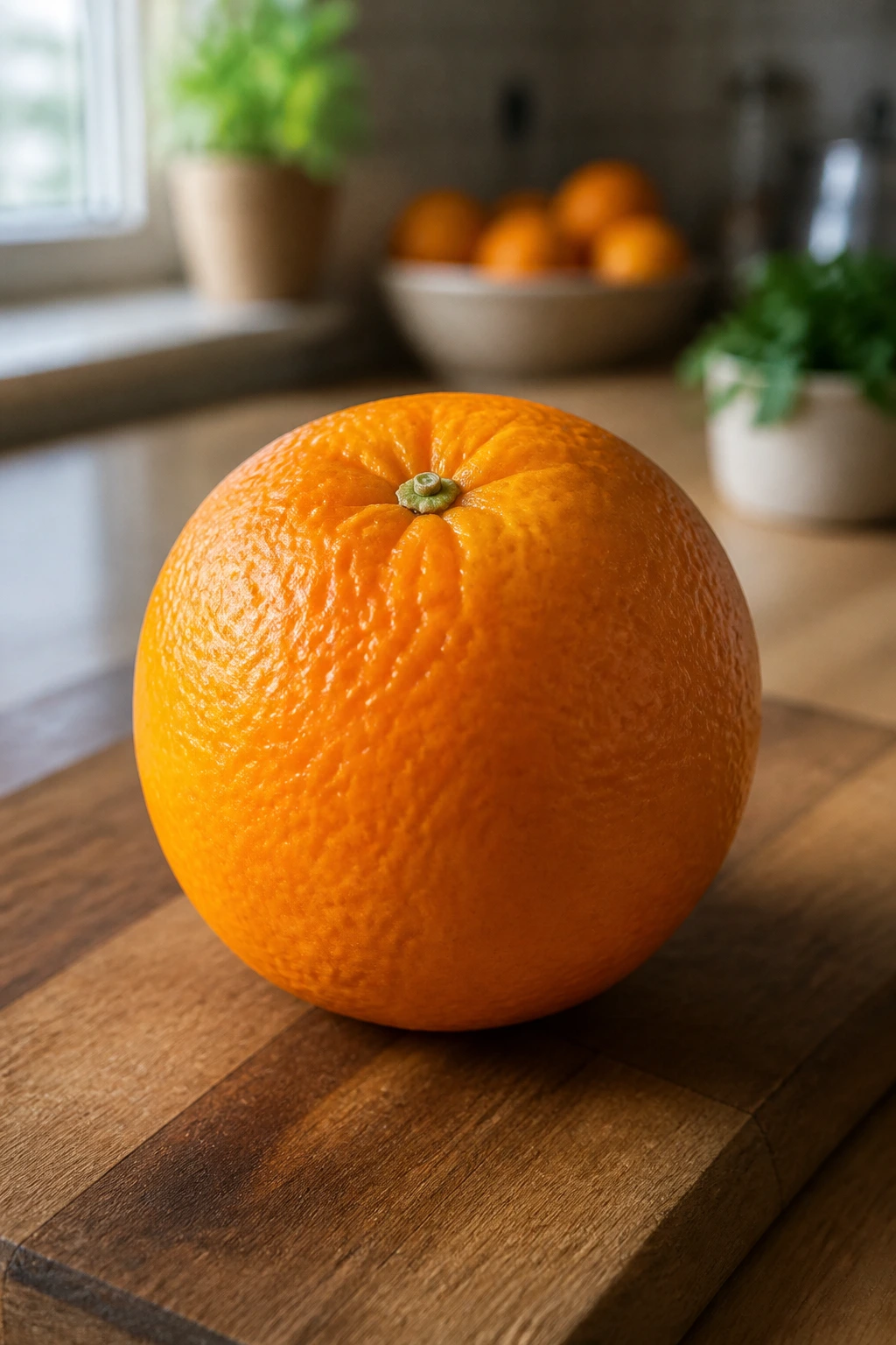 Is It Good To Eat Fruit Before & After A Workout? 1 Close-up of a single ripe orange on a cutting board.