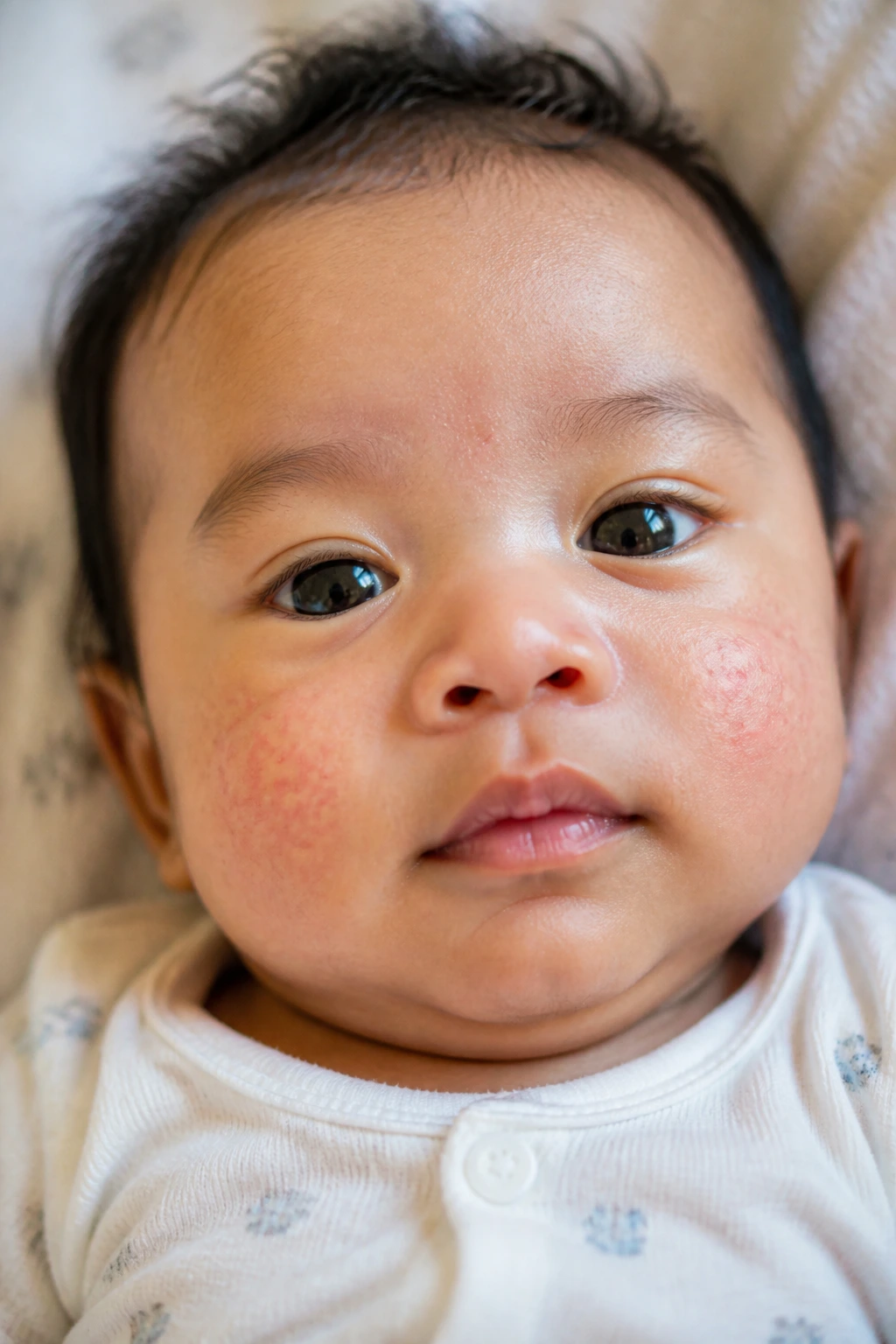 The Ultimate Guide to Using Coconut Oil for Baby Acne 5 Close-up of baby’s calm face in home setting