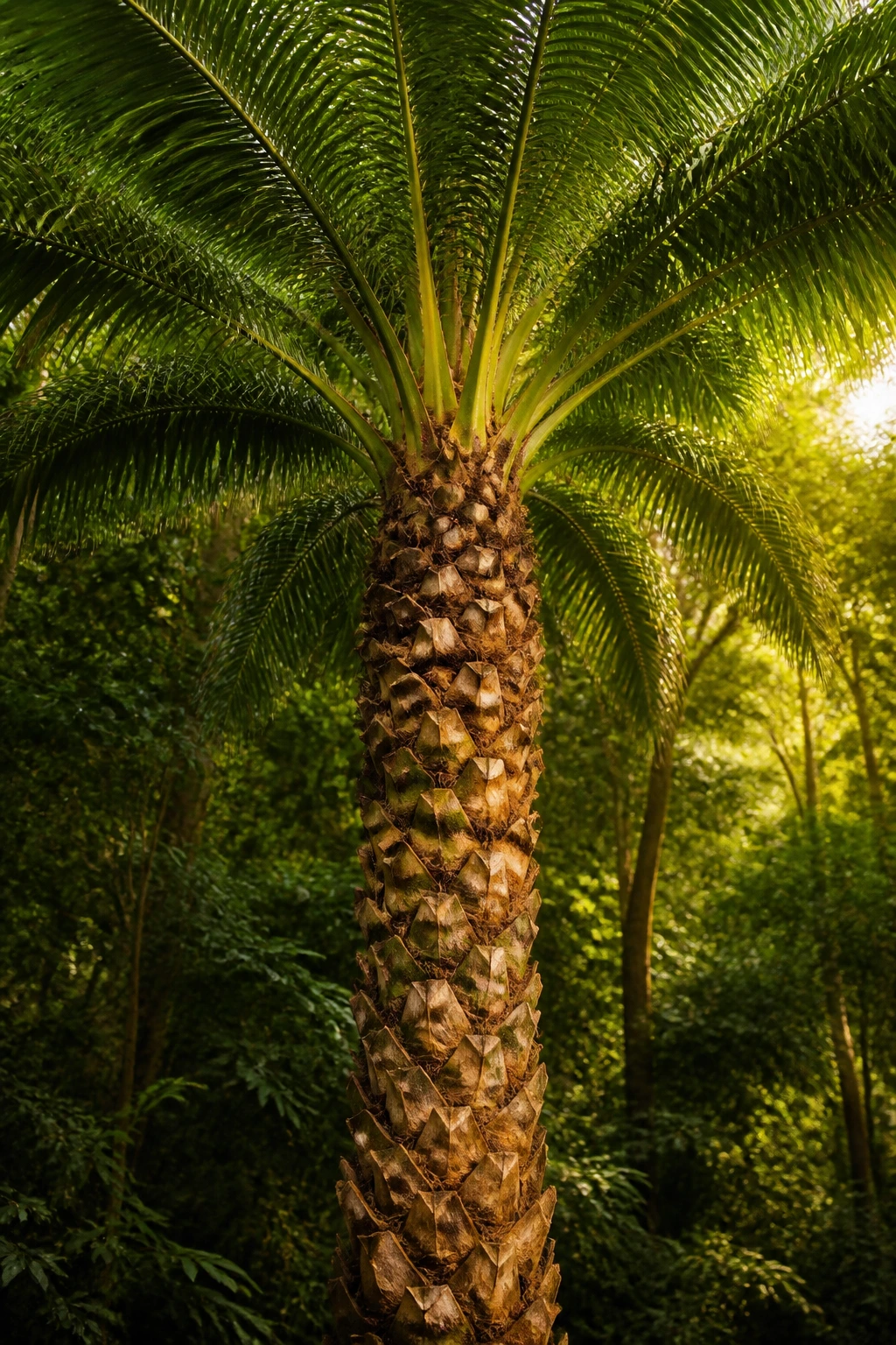 Unique Species: Are Palm Trees Real Trees? 4 Palm tree in a lush natural setting with textured trunk