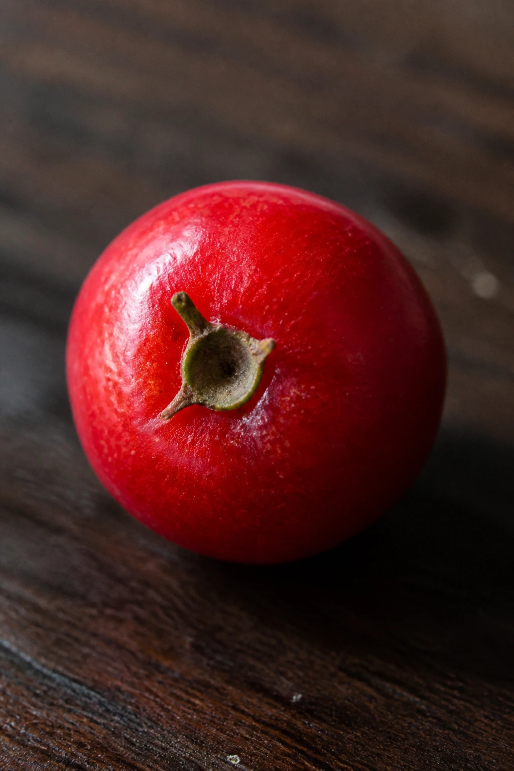 Close-up of a Panama Berry on a wooden surface.