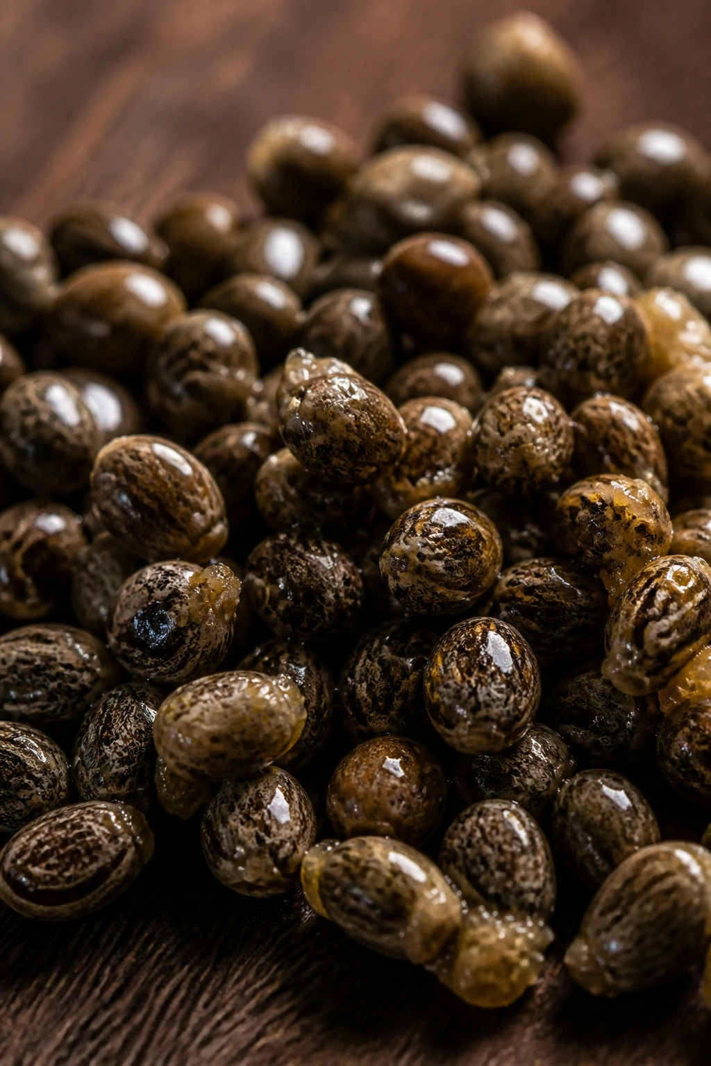 The 10 Surprising Health Benefits Of Pawpaw Seeds 5 Close-up of papaya seeds on a wooden surface with dramatic lighting