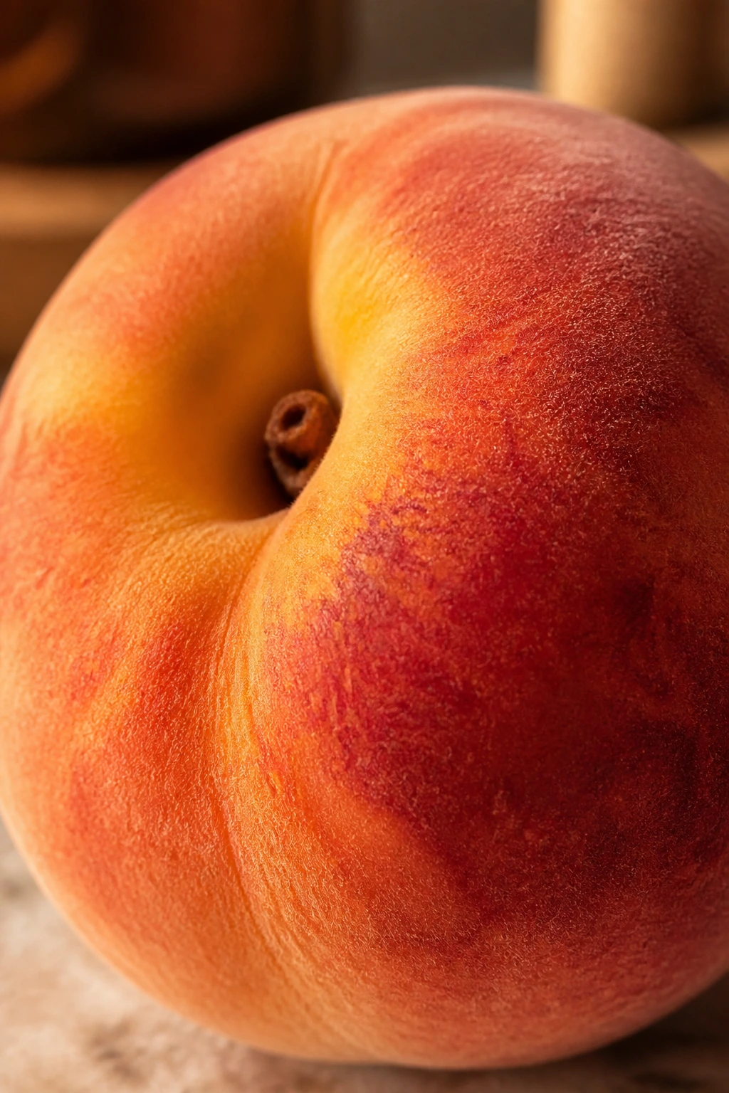 What Is The pH Of Peaches? Are They Acidic Or Alkaline? 2 Close-up of a ripe peach highlighting skin texture and color.