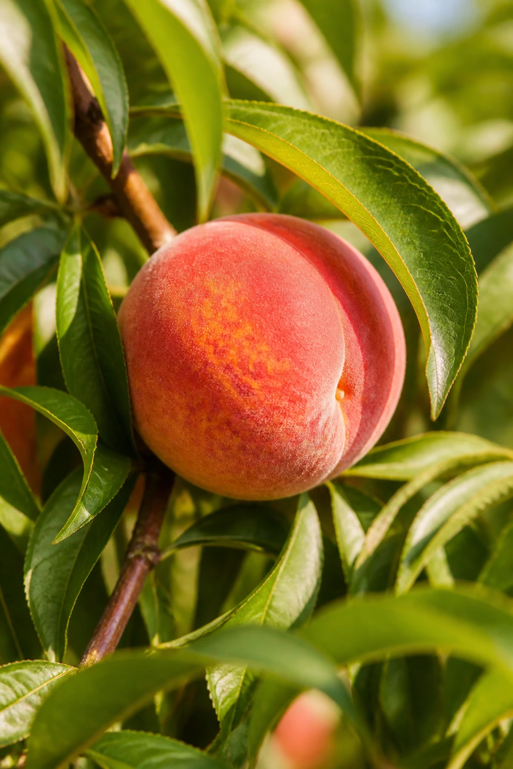 Is A Nectarine A Peach? What's Really The Difference? 3 Peach on a branch in a sunlit garden