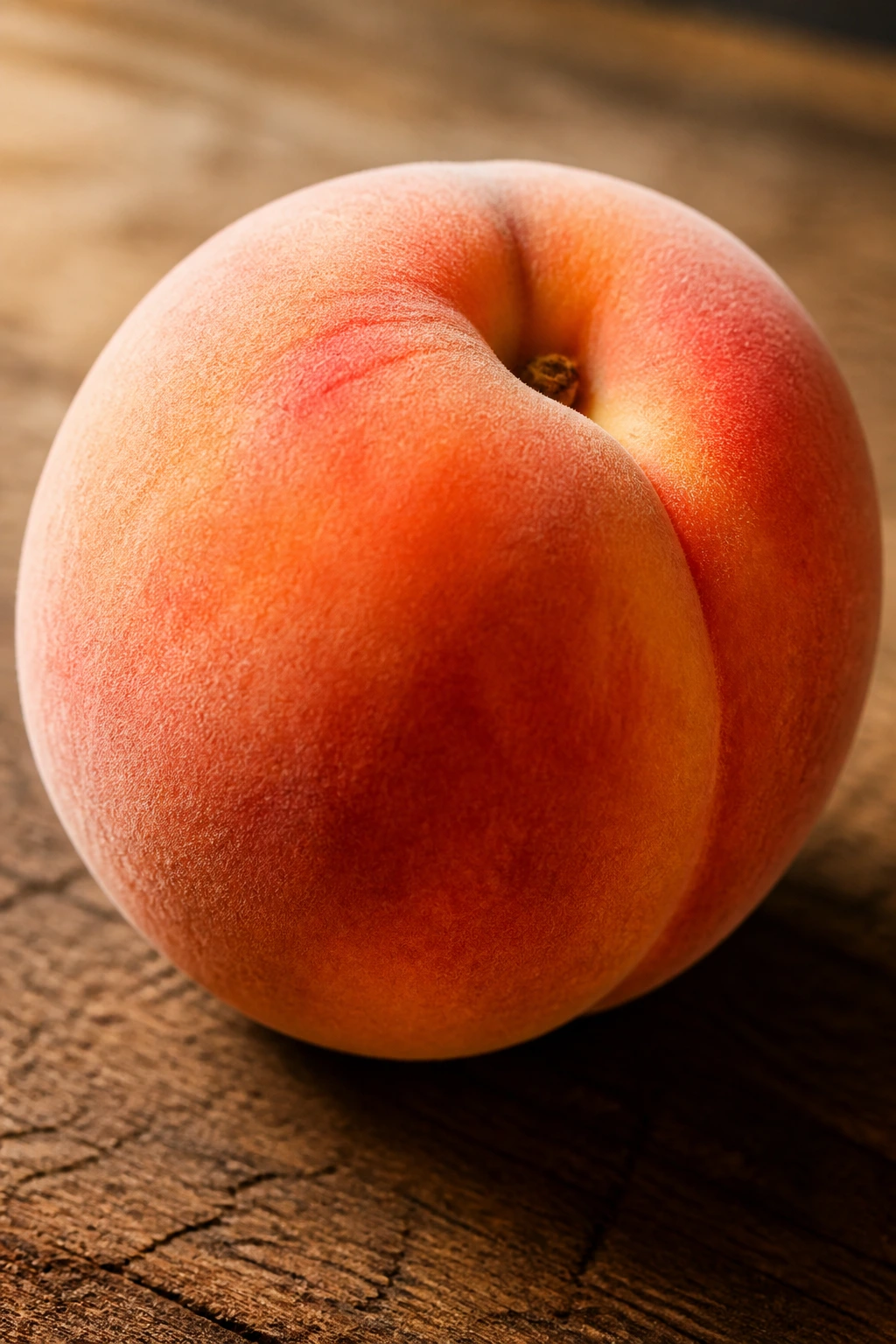 10 Amazing Fruits That Symbolize Happiness 5 Close-up of a ripe peach on a wooden surface