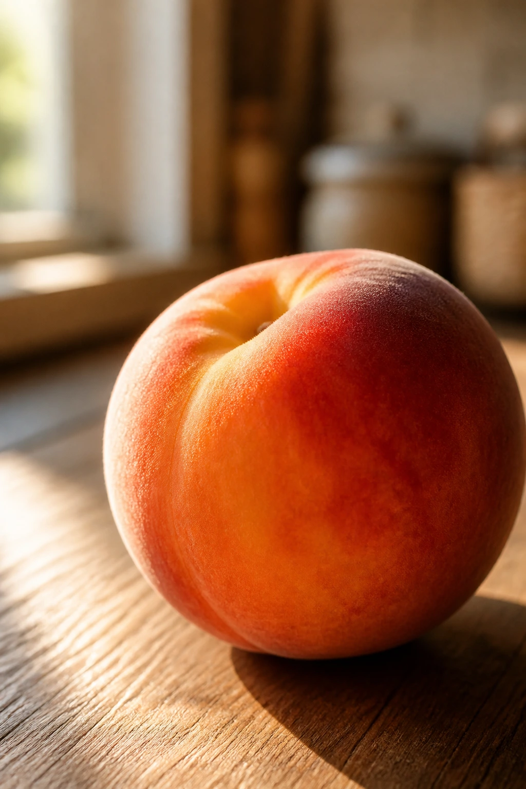 Banishing Breakouts: Are Peaches Good For Acne? 11 Single ripe peach on a wooden surface in warm light