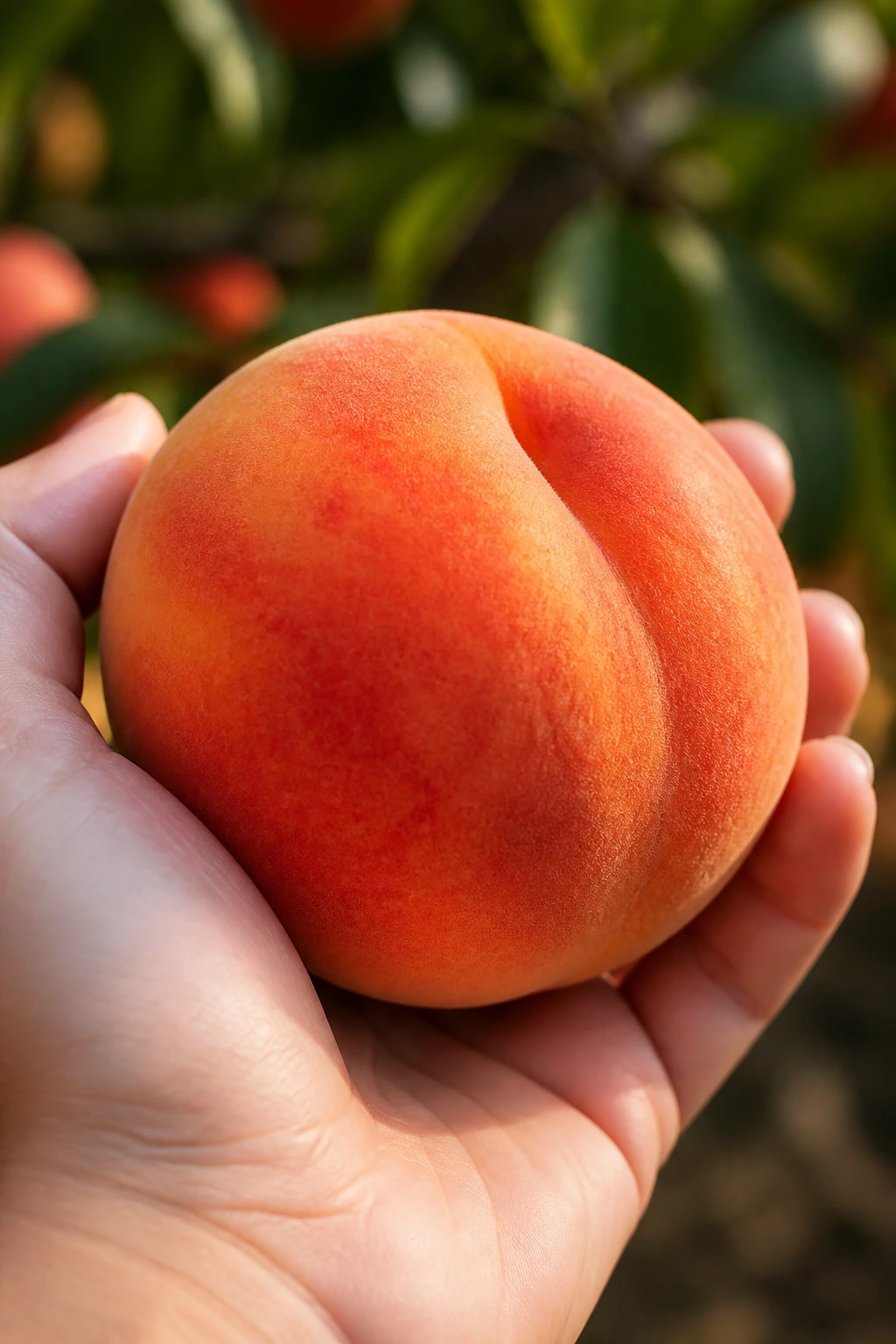 Banishing Breakouts: Are Peaches Good For Acne? 12 Peach held in hand in sunny outdoor setting