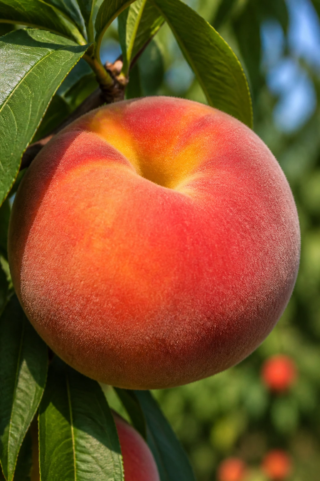 Is A Nectarine A Peach? What's Really The Difference? 2 Close-up of a fuzzy-skinned peach in an orchard