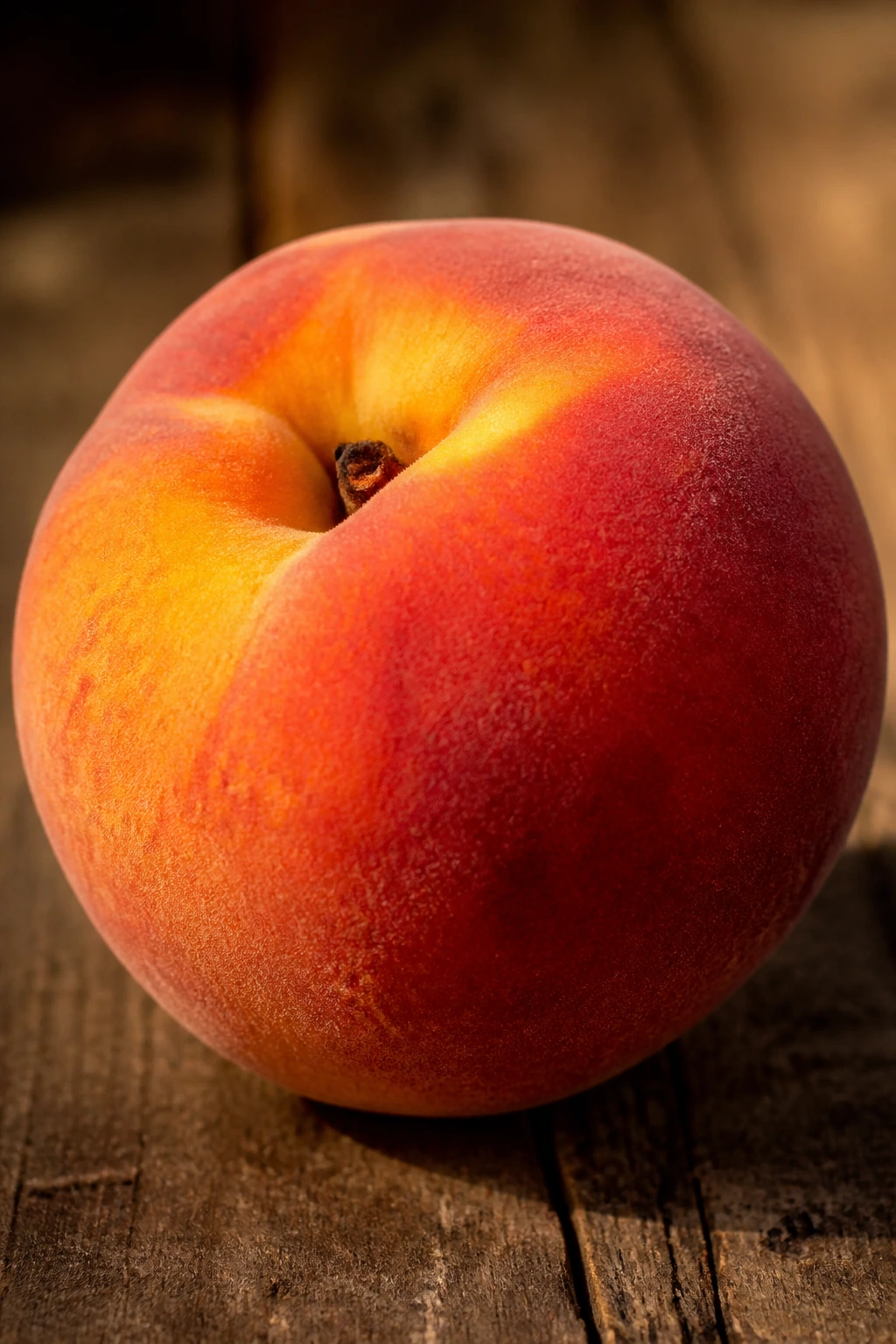 Close-up of a peach showing its skin and color in natural light