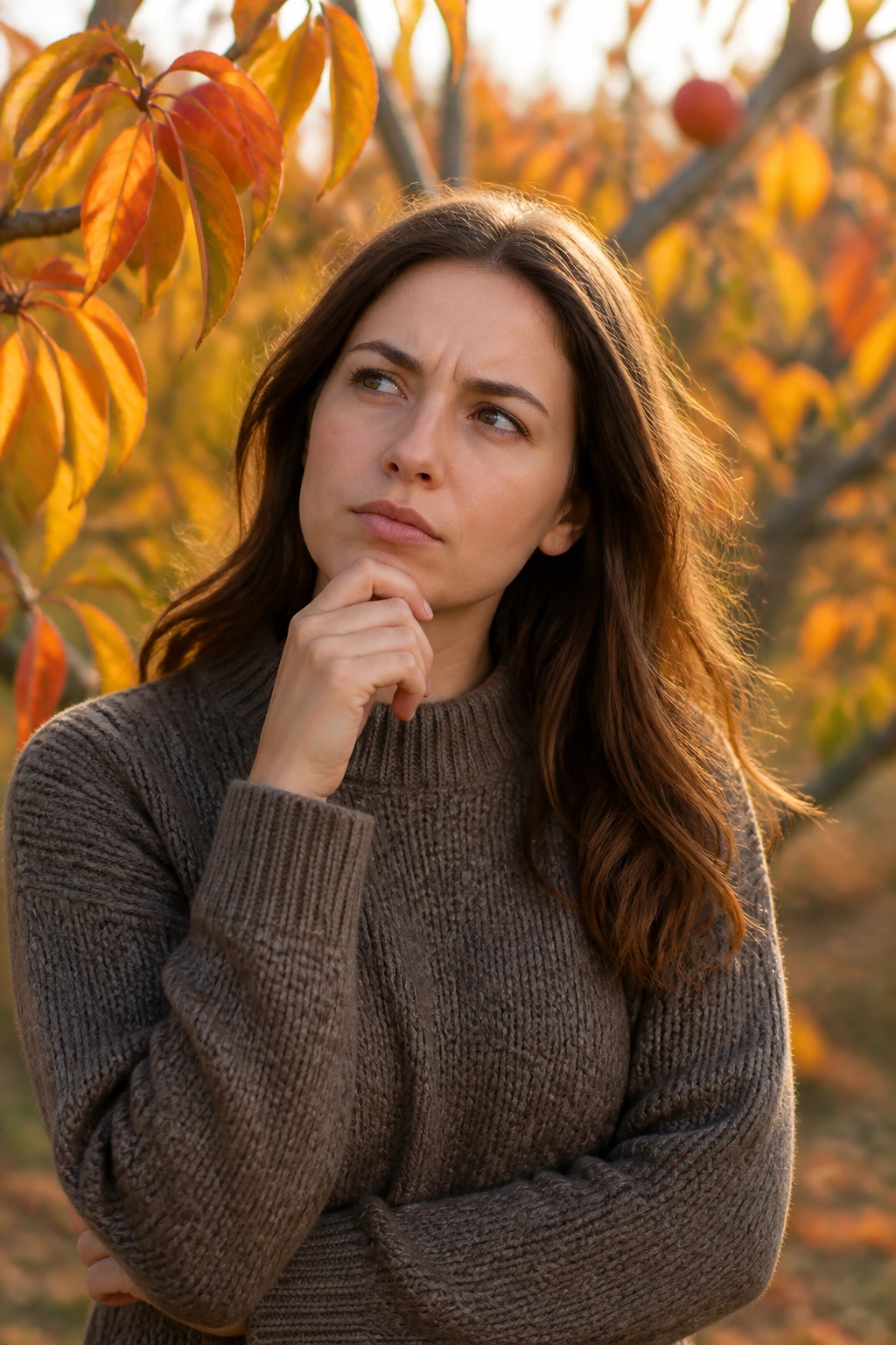 Do Peach Trees Lose Their Leaves? Yes, And Here's Why 7 Real person in autumn peach orchard with orange leaves