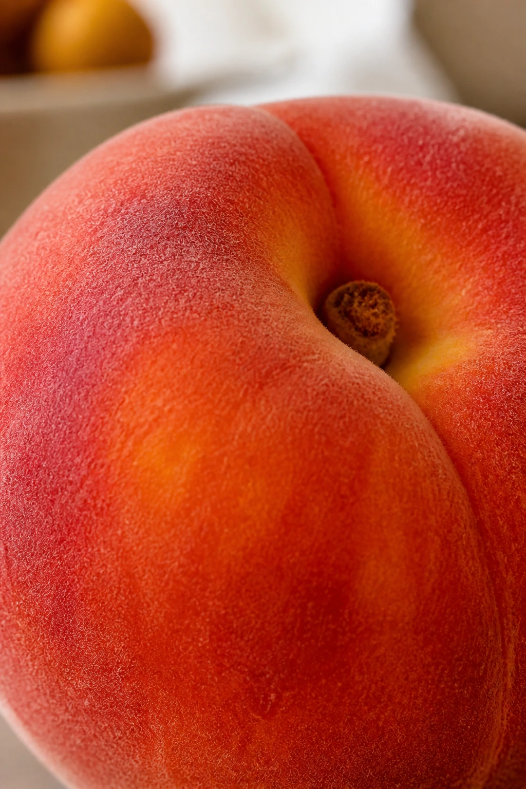 Is A Nectarine A Peach? What's Really The Difference? 4 Macro shot of fuzzy peach skin with color variations