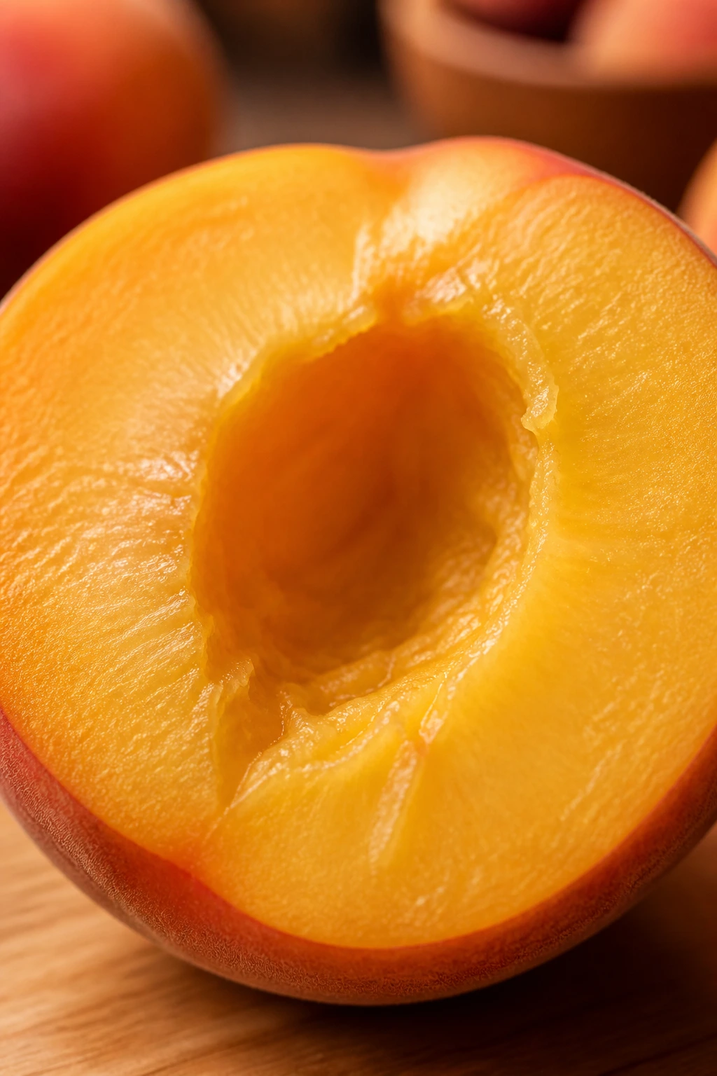 What Is The pH Of Peaches? Are They Acidic Or Alkaline? 3 Halved peach showing tart flesh.