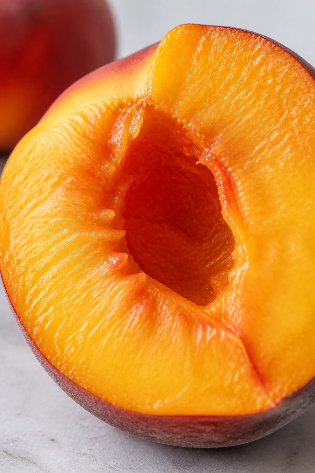 Are Peaches Keto Diet Friendly? All You Need To Know 6 Cross-section of a peach half showing orange flesh