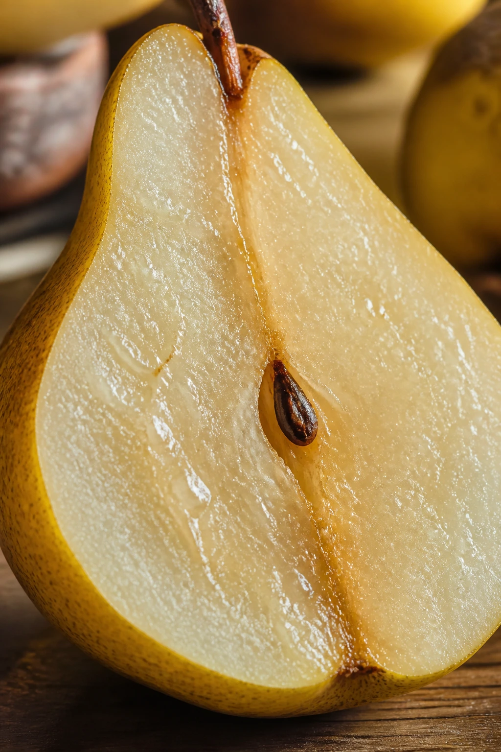 Do Pears Lower Cholesterol? Let's Find Out 9 Cross-section of a pear showing pectin-rich flesh for cholesterol interaction