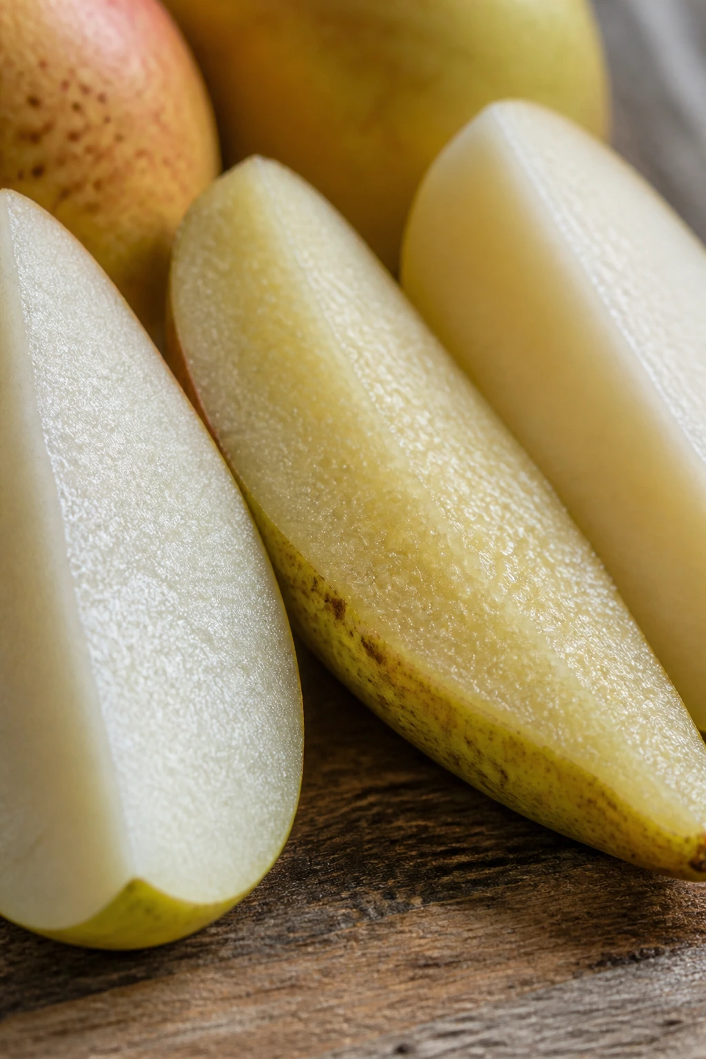Texture Matters: Why Are Pears Gritty? 2 Close-up of pear flesh showing texture variations