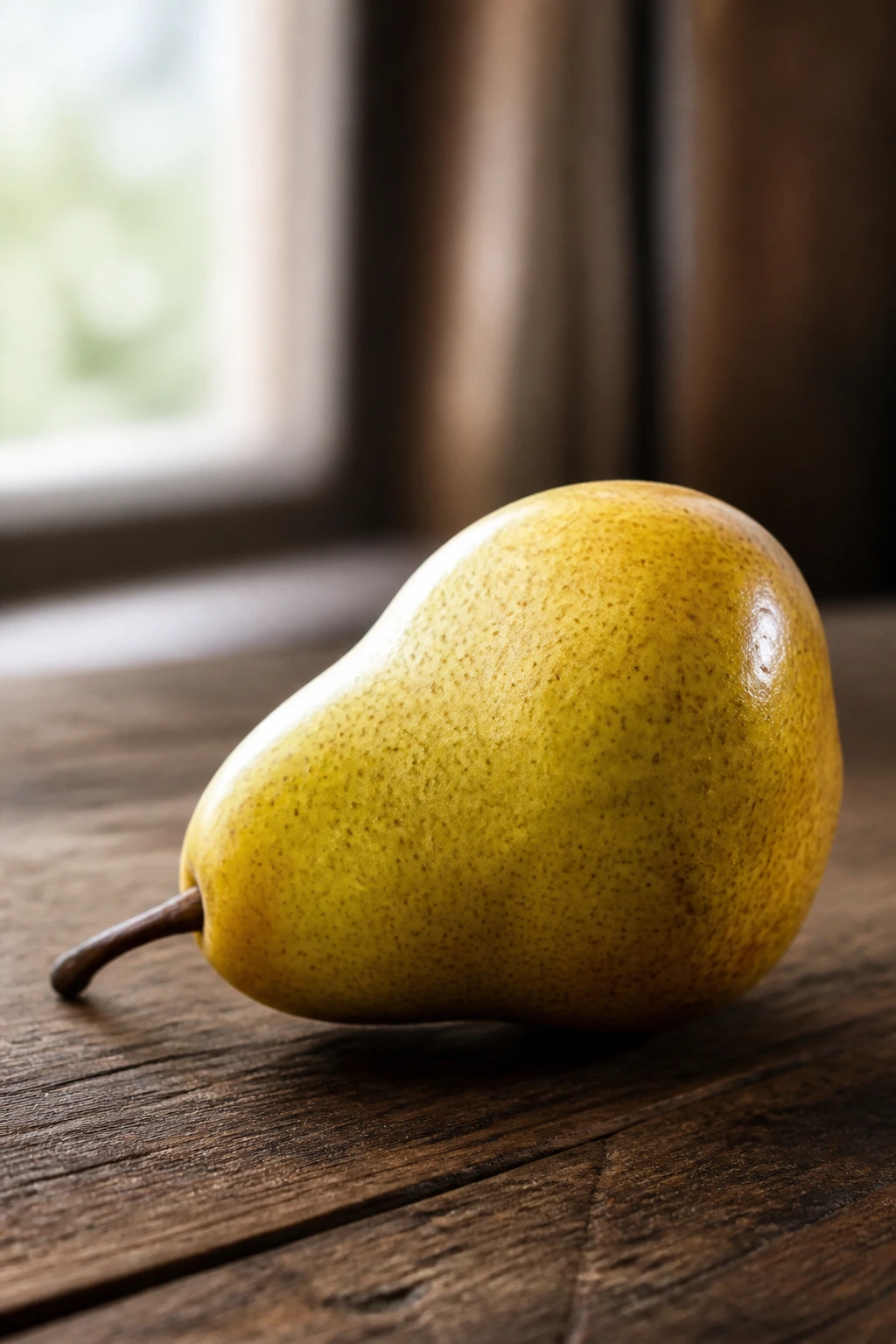 Can Bearded Dragons Eat Pears? Are They A Safe Choice? 15 Single ripe pear on rustic wooden table in natural light
