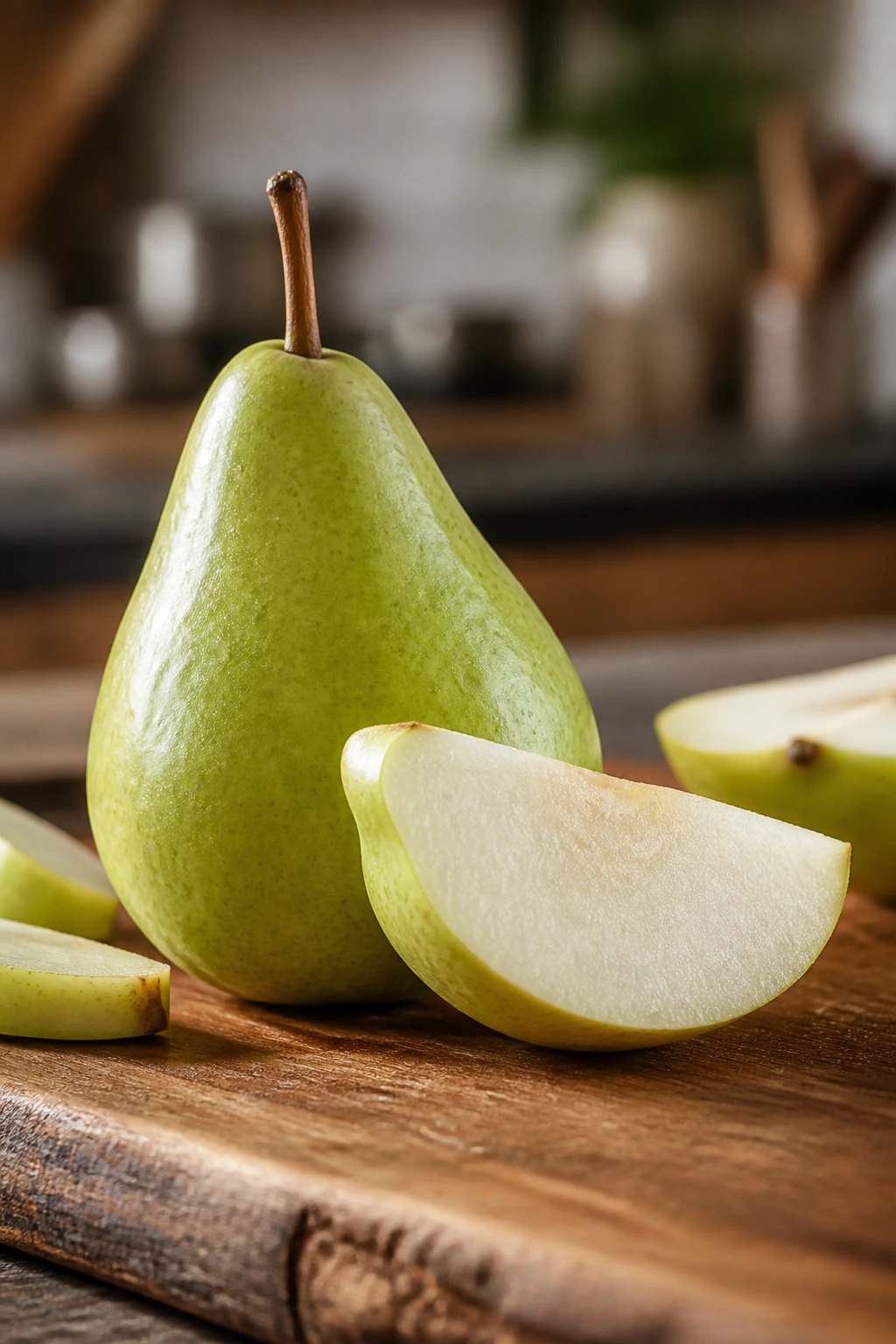 Anjou Vs Bartlett: The Ultimate Pear Comparison 4 Close-up of a ripe Anjou pear showing crisp flesh texture