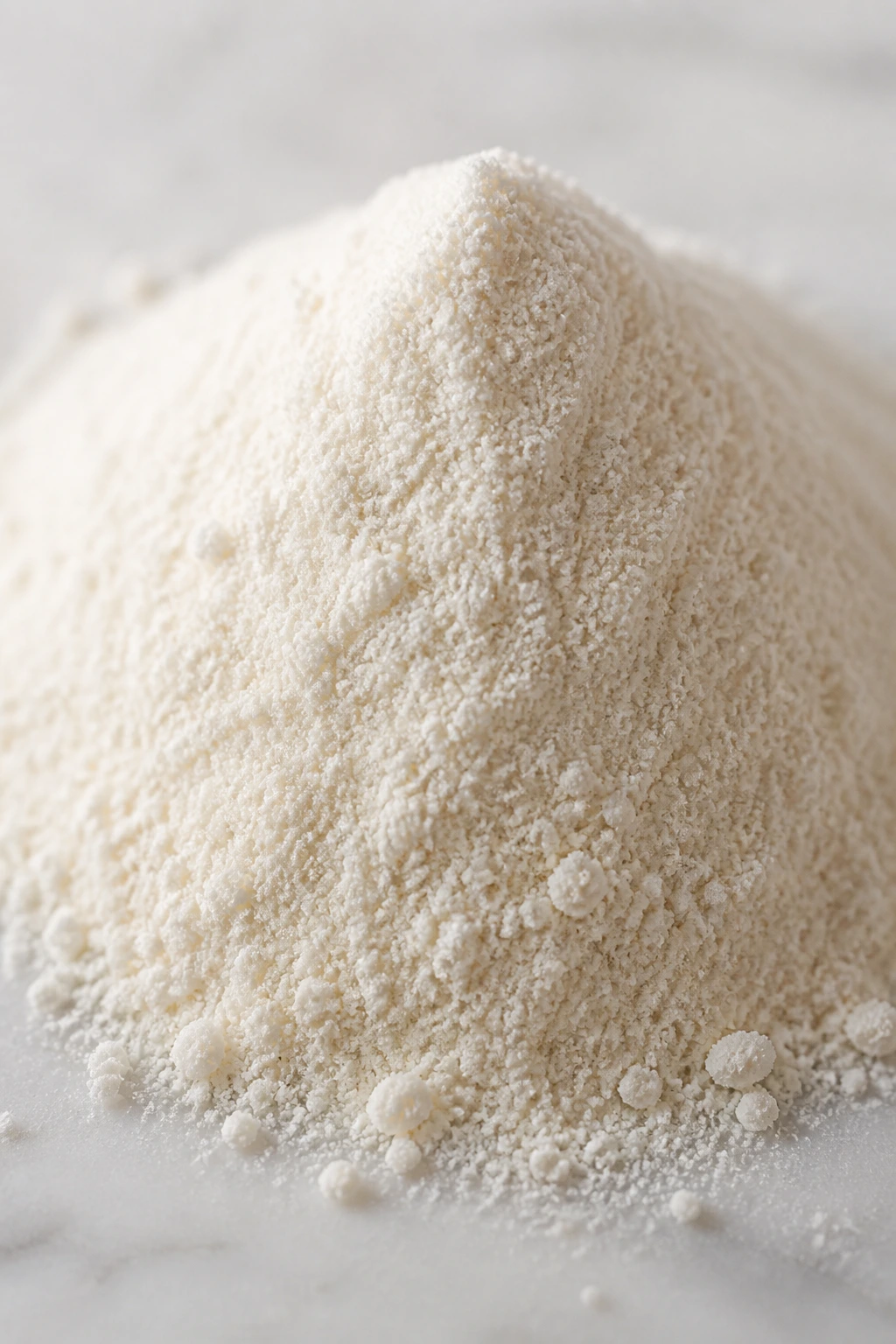 Macro shot of white pectin powder