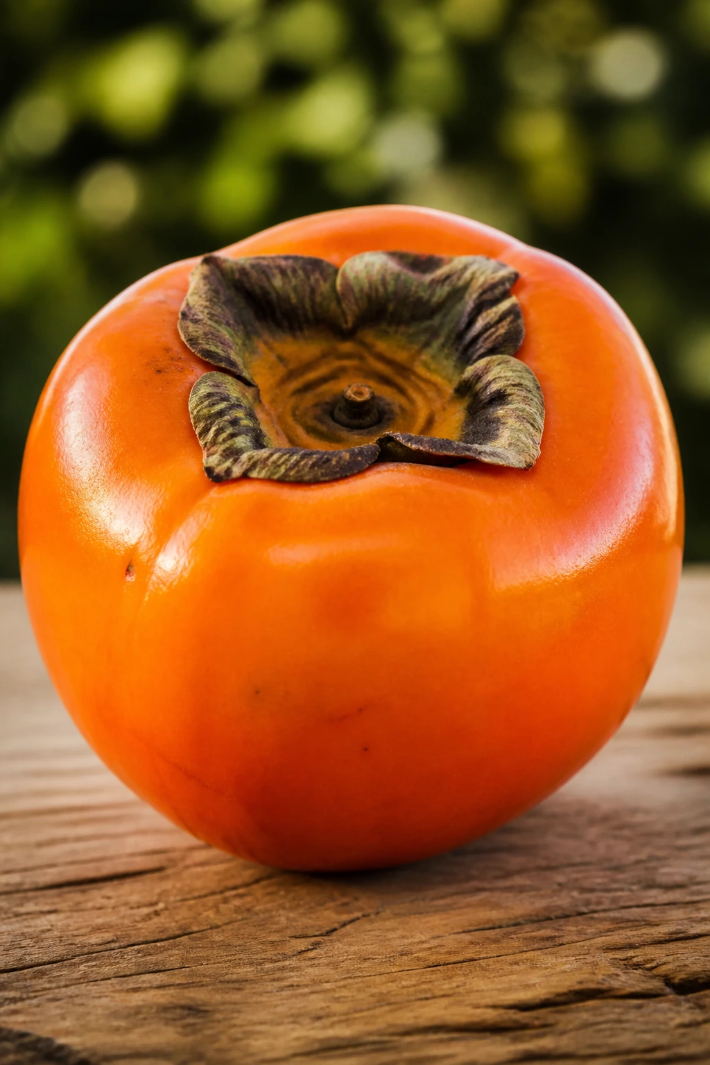 Close-up persimmon with orange skin filling frame.