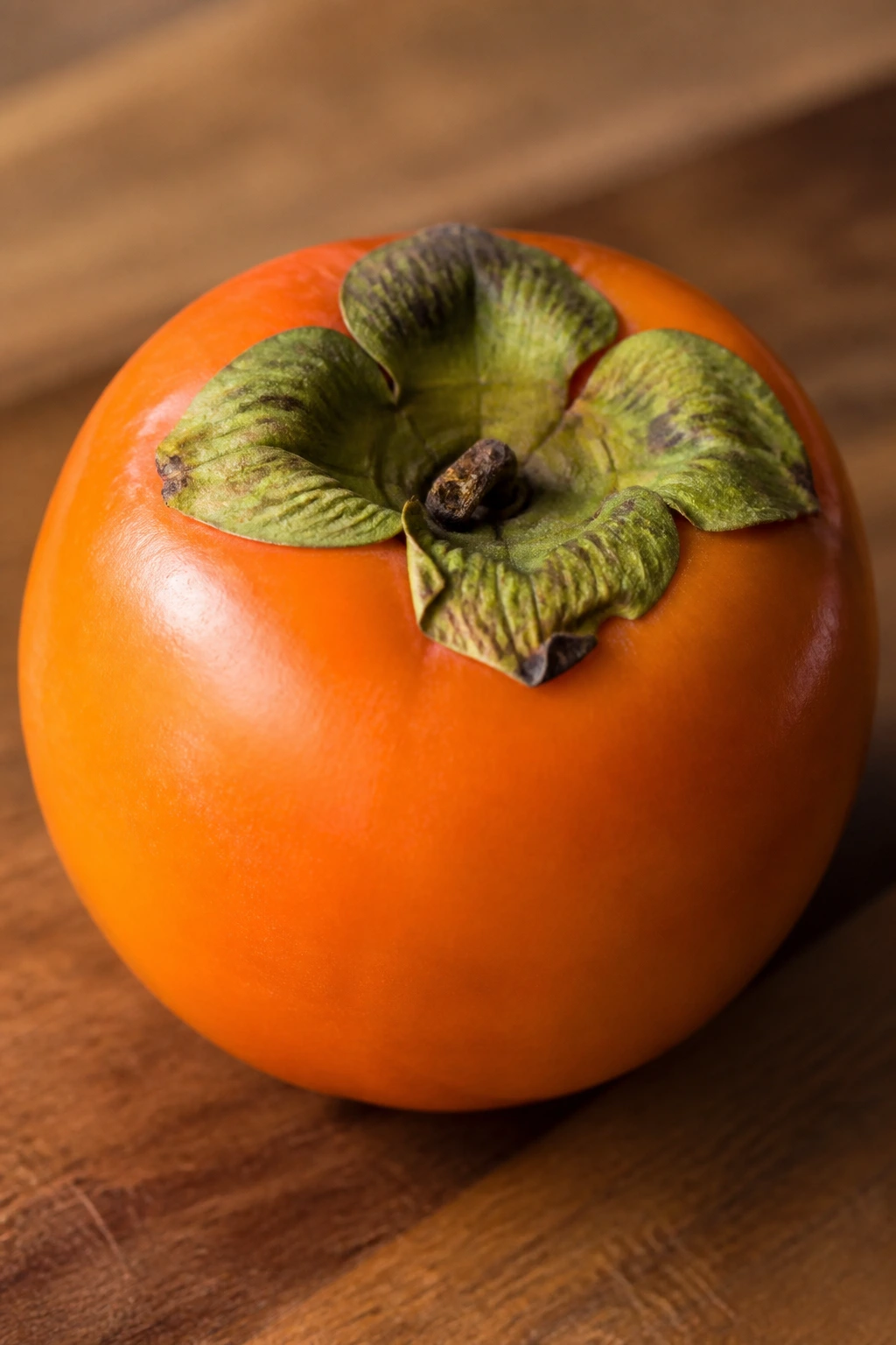 What Is Non Astringent Persimmon? All You Need To Know 5 Firm persimmon on wooden countertop in natural light