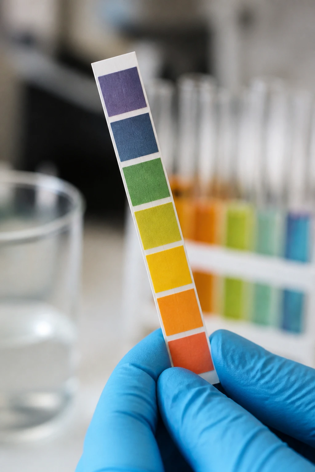 What Is The pH Of A Carrot? Is It Acidic Or Alkaline? 1 Close-up of a pH indicator strip showing color change in clear liquid
