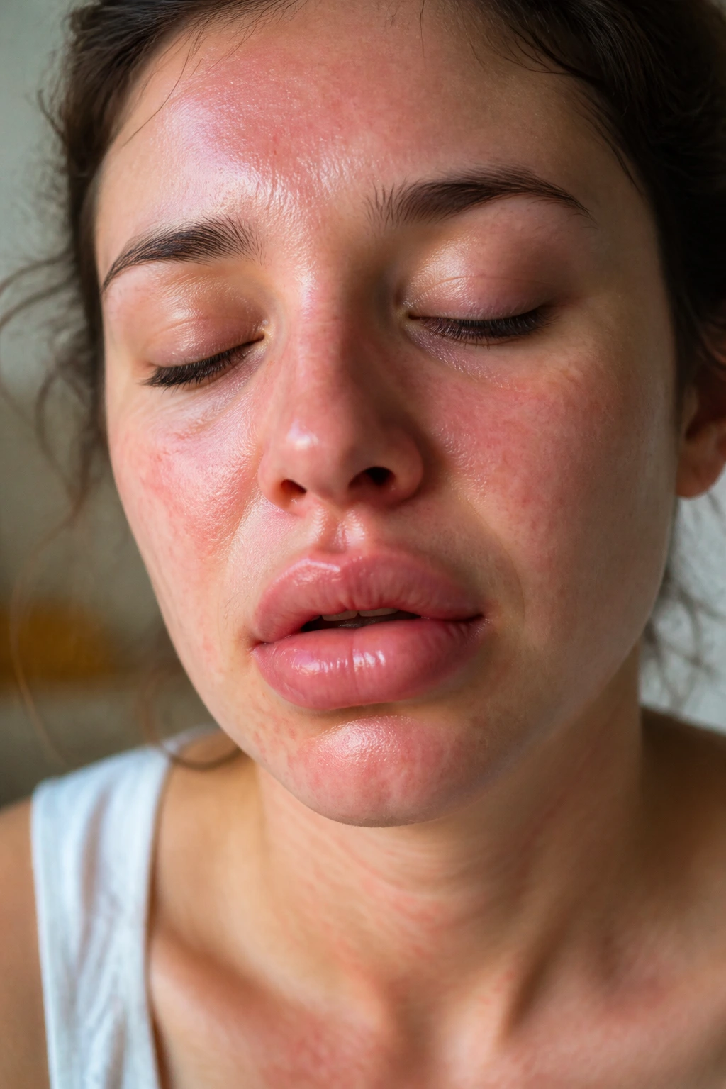 How To Know If You Are Allergic To Pineapple 3 Close-up of a real person showing swollen lips and hives to depict pineapple allergy symptoms