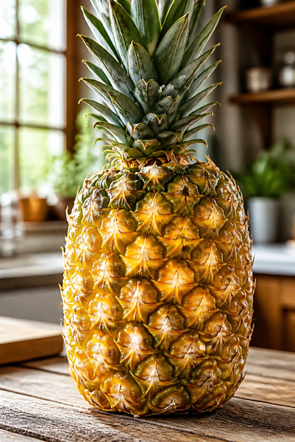 Close-up of a ripe pineapple dominating the frame highlighting antioxidants for healthy skin