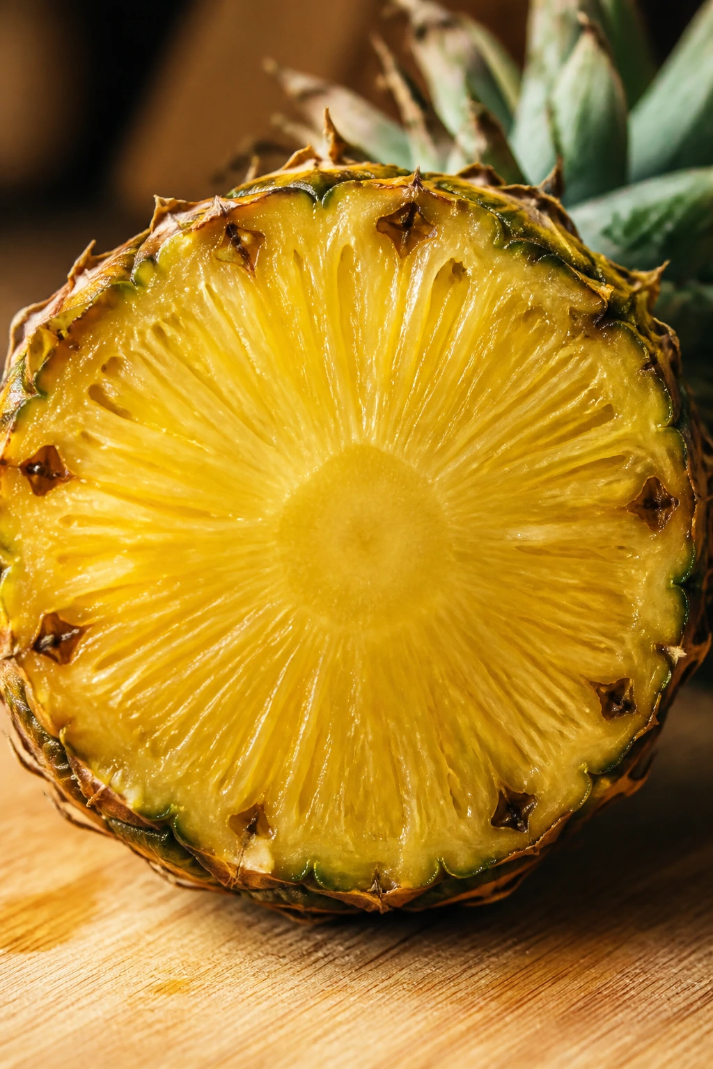 Is It Good To Eat Pineapple At Night? All You Need To Know 3 Close-up of pineapple cross-section showing yellow flesh and fibrous texture