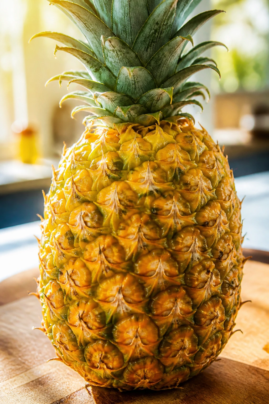 Fruity Horoscopes: What Fruit Represents Your Zodiac Sign? 5 Close-up of a pineapple with crown on a sunlit cutting board