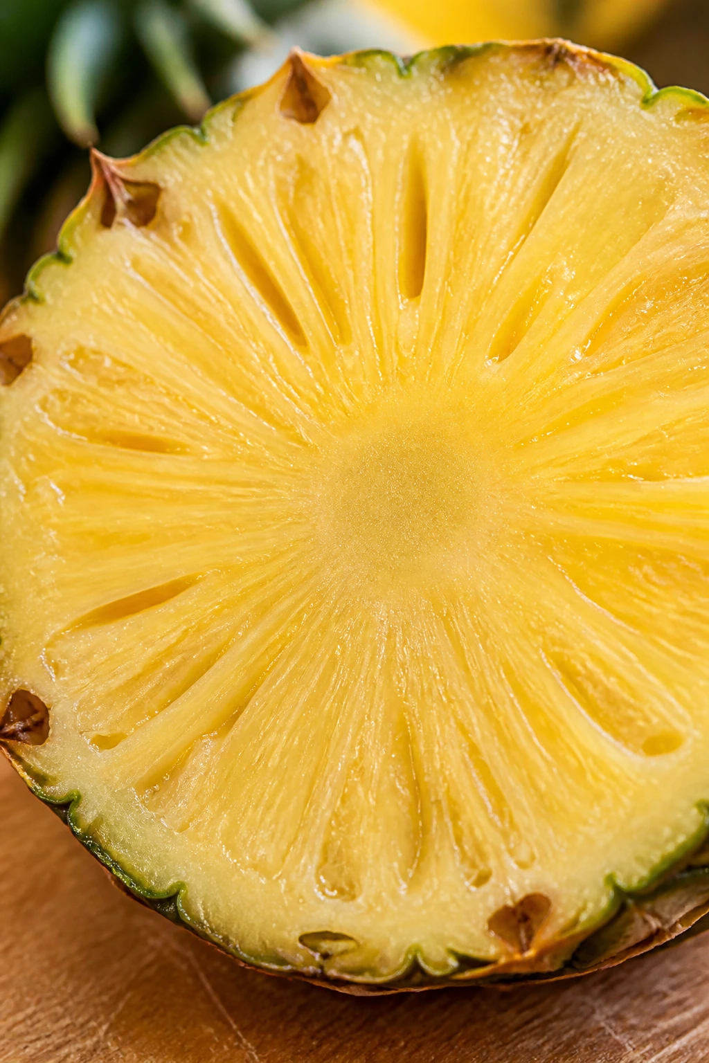 Close-up of a pineapple slice highlighting digestion-friendly fiber and bromelain