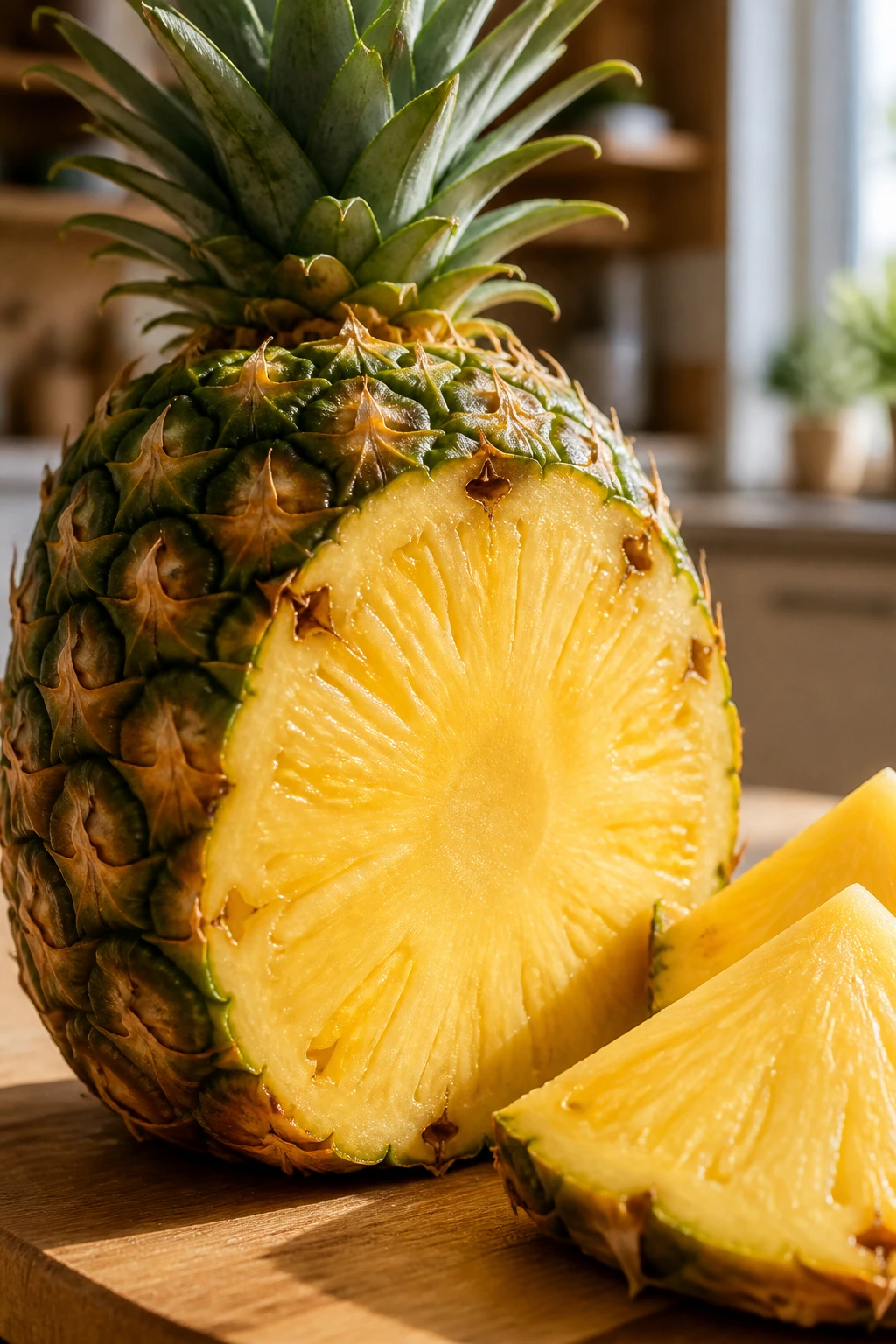 Close-up of a pineapple emphasizing eye-health nutrients like vitamin C and beta-carotene