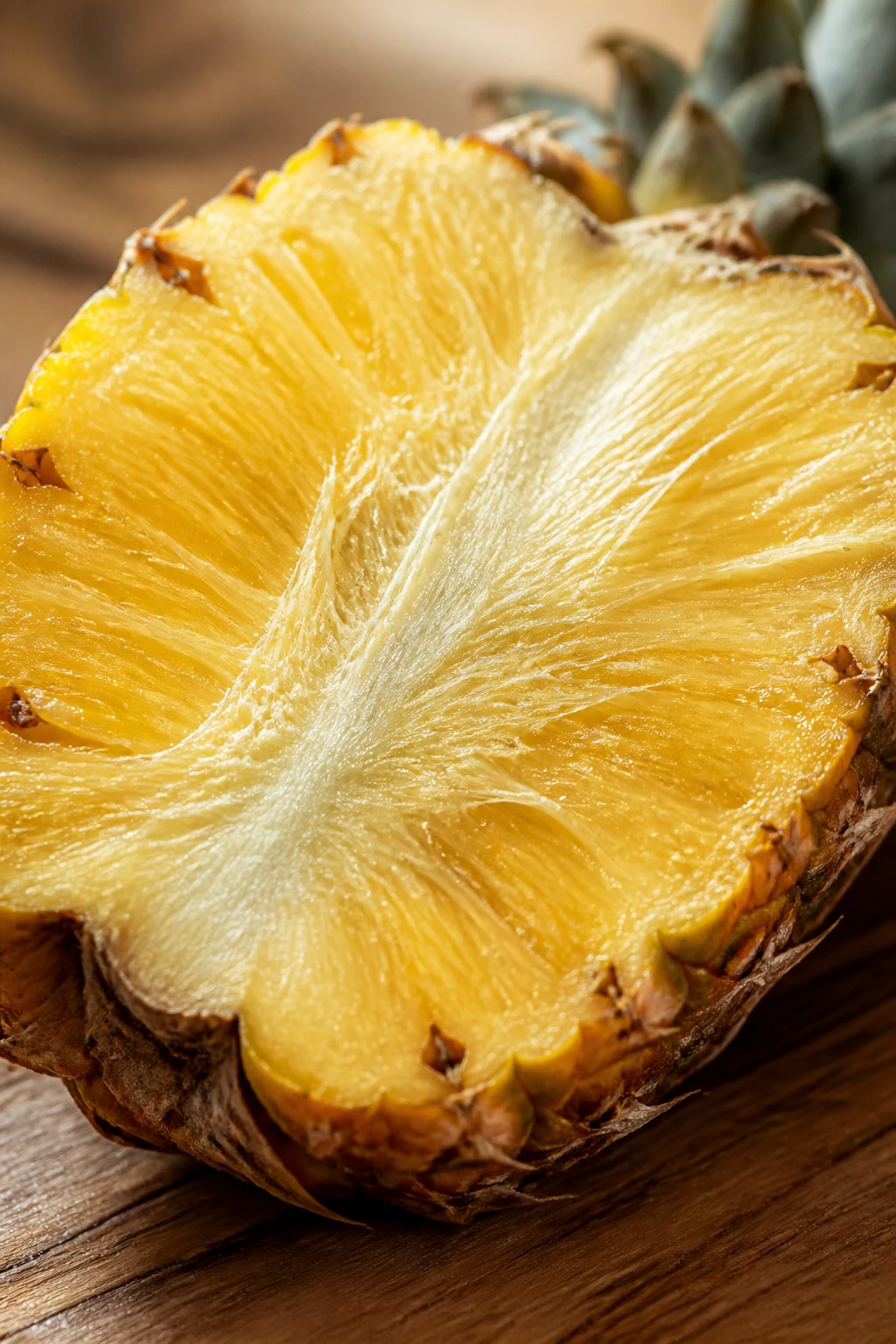 The Cholesterol Connection: Can Pineapple Reduce Cholesterol? 3 Cross-section of pineapple showing fibrous interior