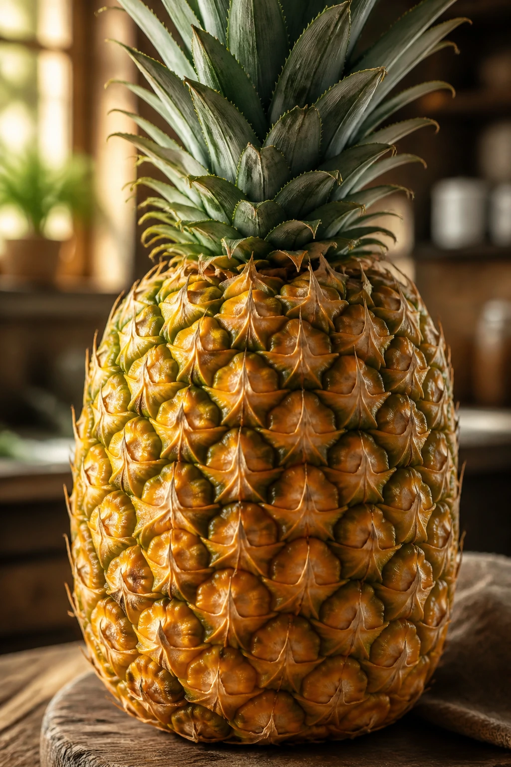 Refreshing Solution: How to Get Rid of Pineapple Aftertaste? 3 Sunlit pineapple close-up on a rustic surface representing final thoughts