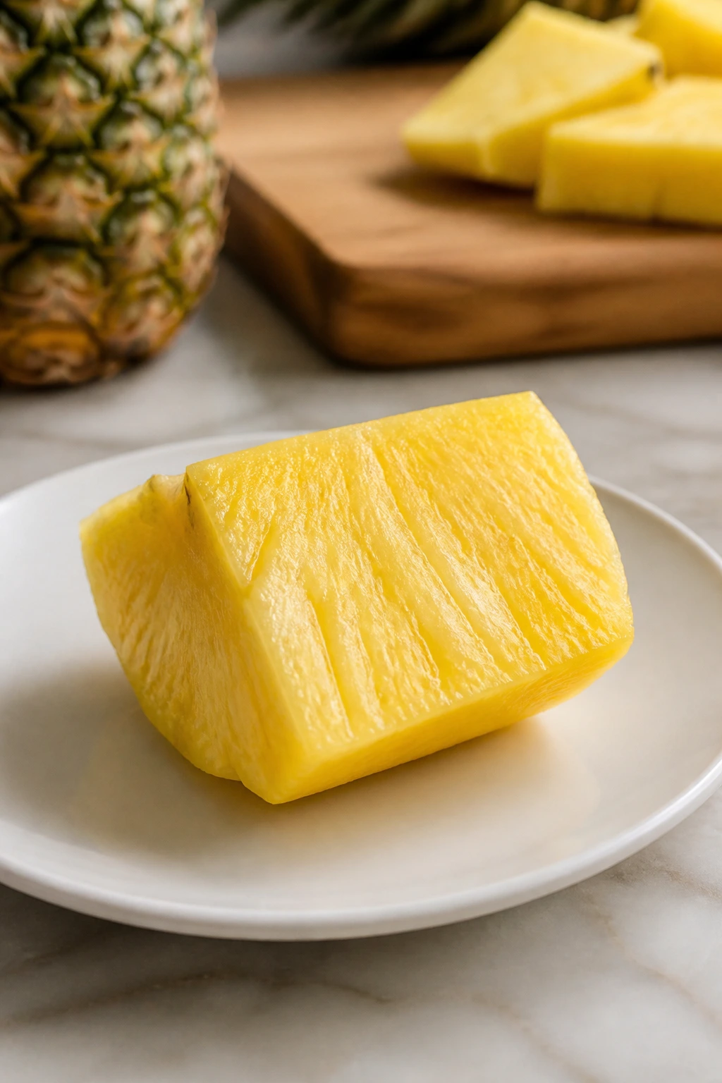 Is Pineapple Gluten-Free? Here's What You Need To Know 6 Pineapple chunk on plate in bright kitchen