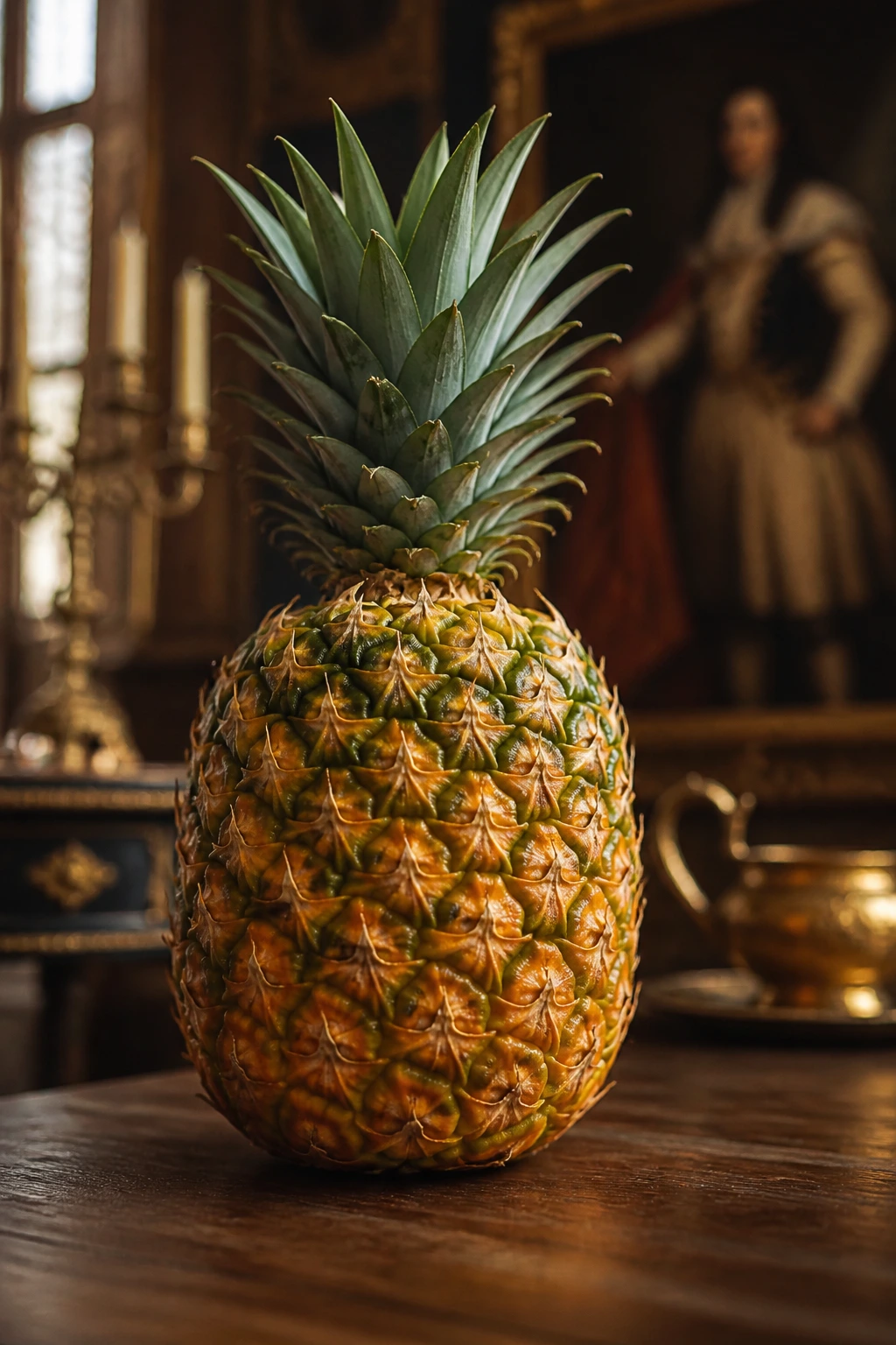 Pineapple as a symbol of hospitality in historical setting