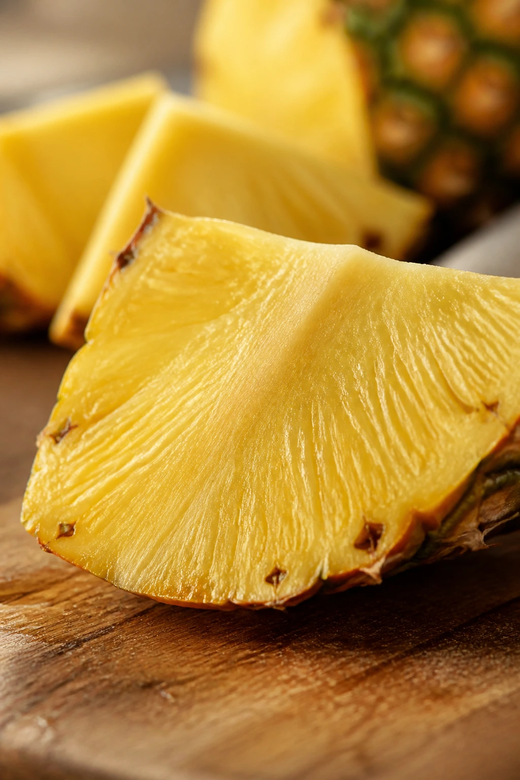 Is Pineapple Good or Bad for Gout? 5 Pineapple slice on cutting board in warm kitchen light