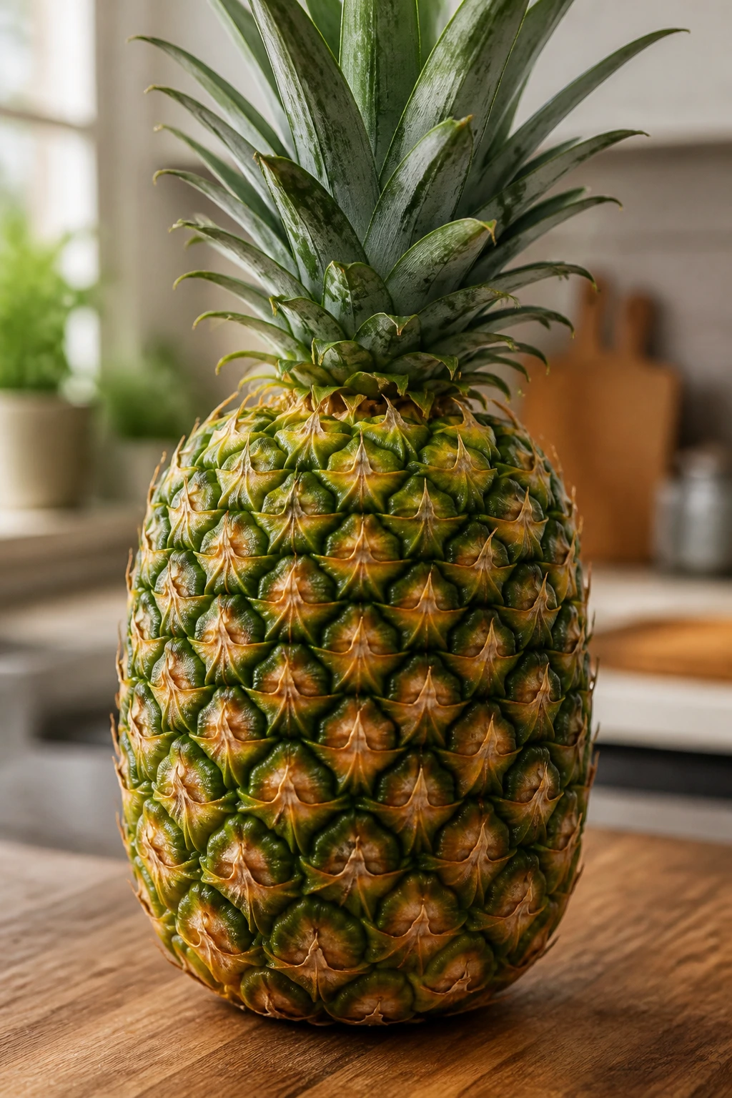 The Cholesterol Connection: Can Pineapple Reduce Cholesterol? 2 Close-up of a pineapple on a kitchen counter