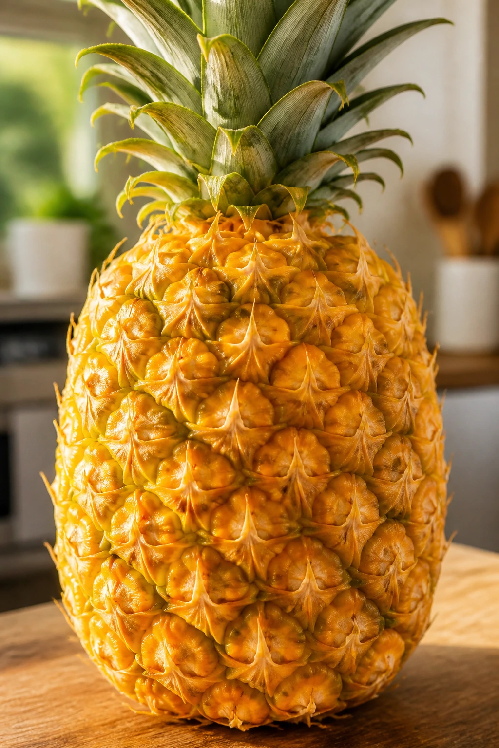 How to Neutralize Bromelain in Pineapple 2 Close-up of a ripe pineapple on a kitchen counter
