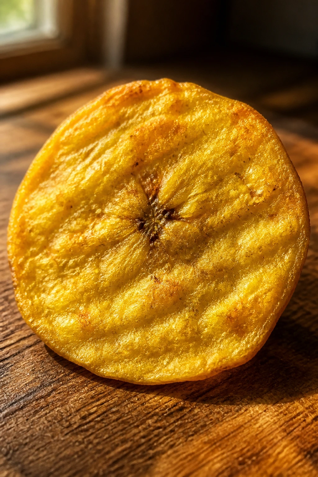Plantain Chips Vs Banana Chips: Which Is Better For You? 2 Close-up of a crispy plantain chip highlighting crunch and nutty flavor