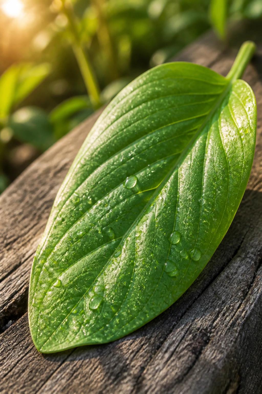 Plantain Leaves: Benefits, Side Effects, Uses and Many More 2 Leaf with dew in warm sunlight highlighting plantain leaf benefits