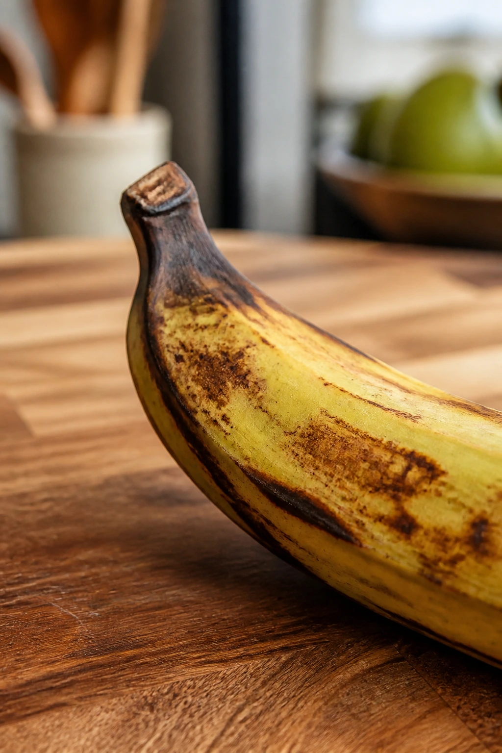 Digestive Aid: Are Plantains Good For Constipation? 8 Close-up of a ripe plantain on a kitchen counter