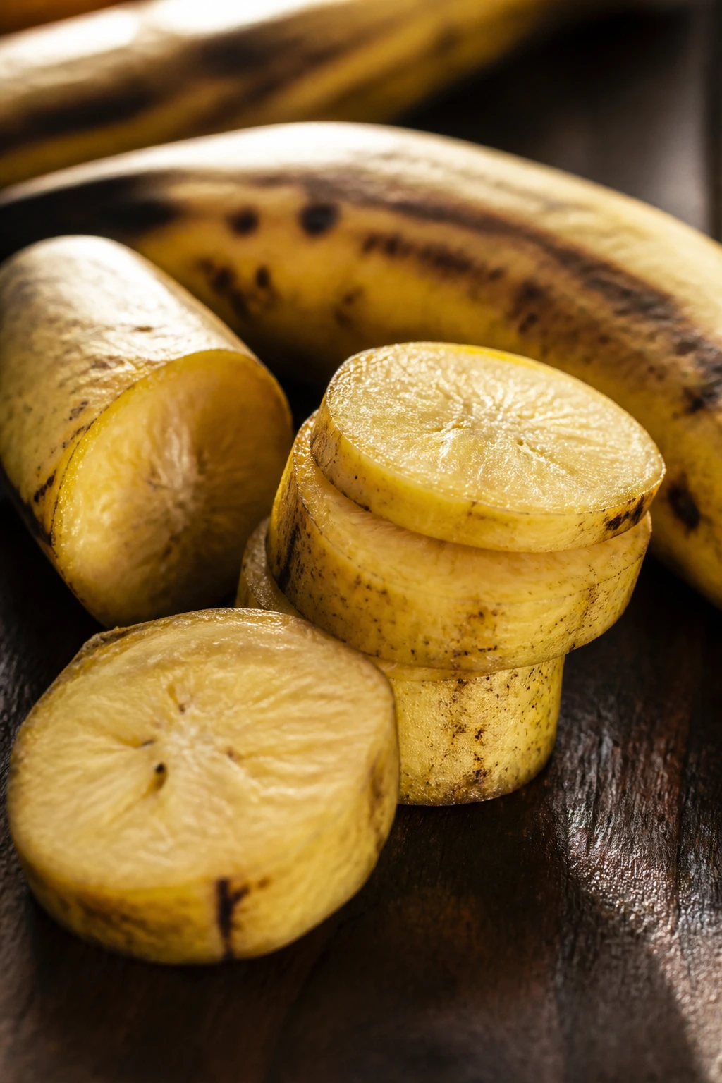 Digestive Aid: Are Plantains Good For Constipation? 3 Close-up of plantains showing fiber texture.