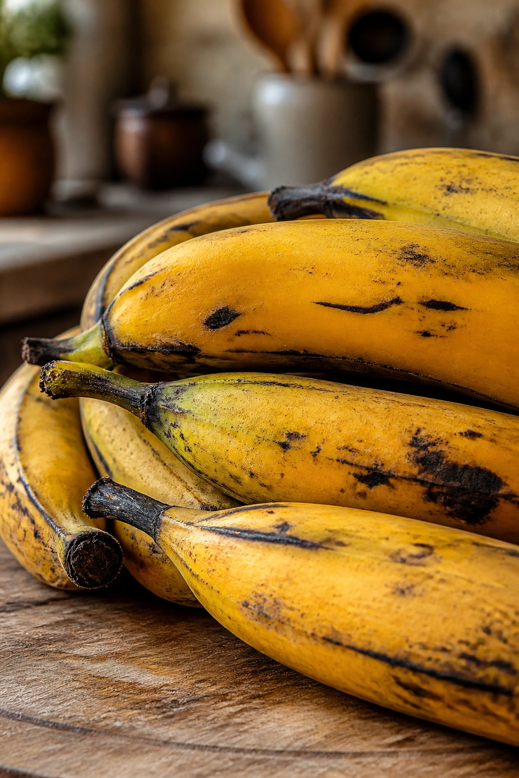 What Do Plantains Taste Like? A Deliciously Unique Flavor 3 Medium close-up of a small pile of ripe plantains filling the frame