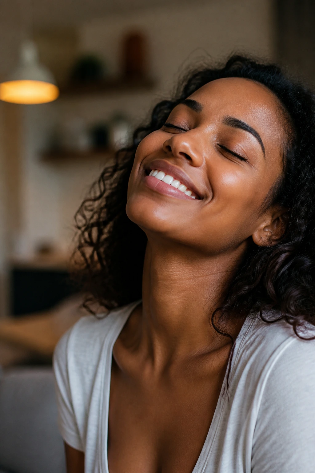 10 Surprising Benefits of Banana and Groundnut Sexually 4 Close-up of a content adult smiling, conveying enhanced feeling and enjoyment