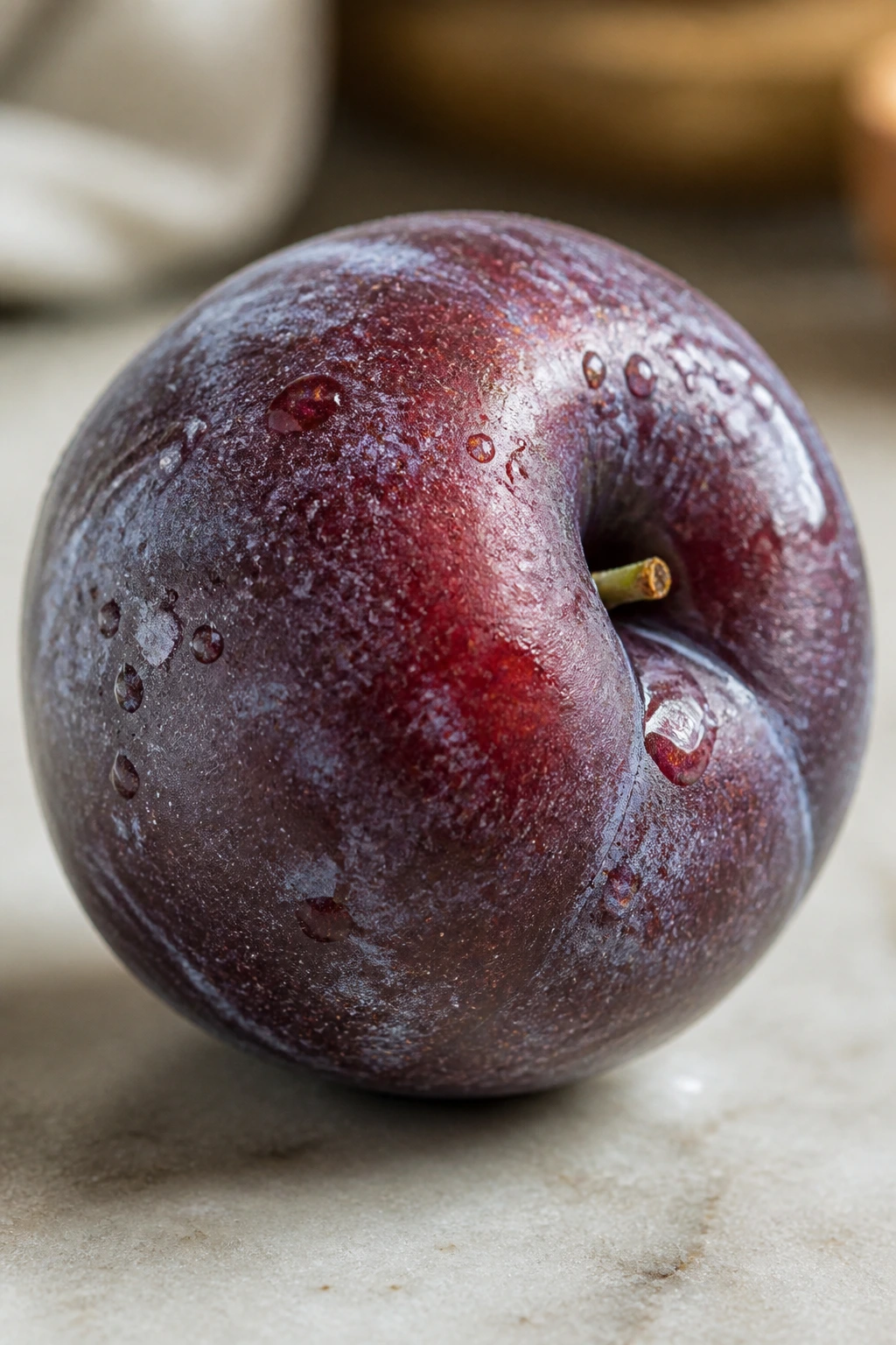 Close-up of a plum skin showing texture and color.