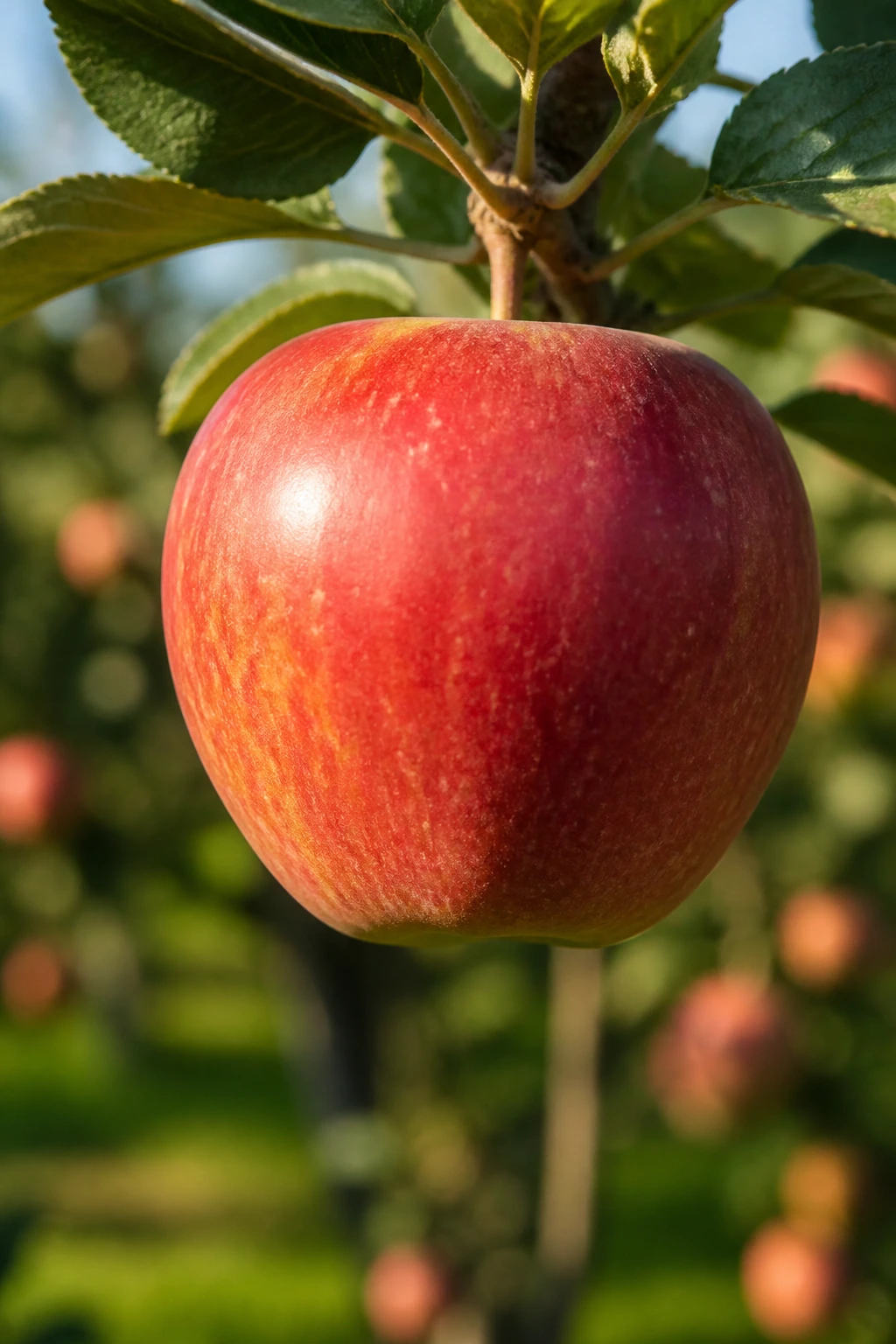 The Study Of Fruits Is Called "Pomology". 1 Close-up of a single ripe fruit on a tree in an orchard