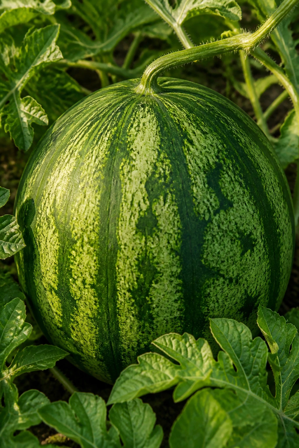 Gardener's Guide: The Best Fertilizer for Watermelons 4 Healthy watermelon fruit on vine showing strong health and quality